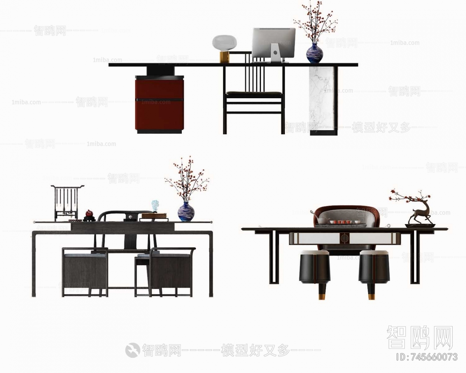 New Chinese Style Computer Desk And Chair