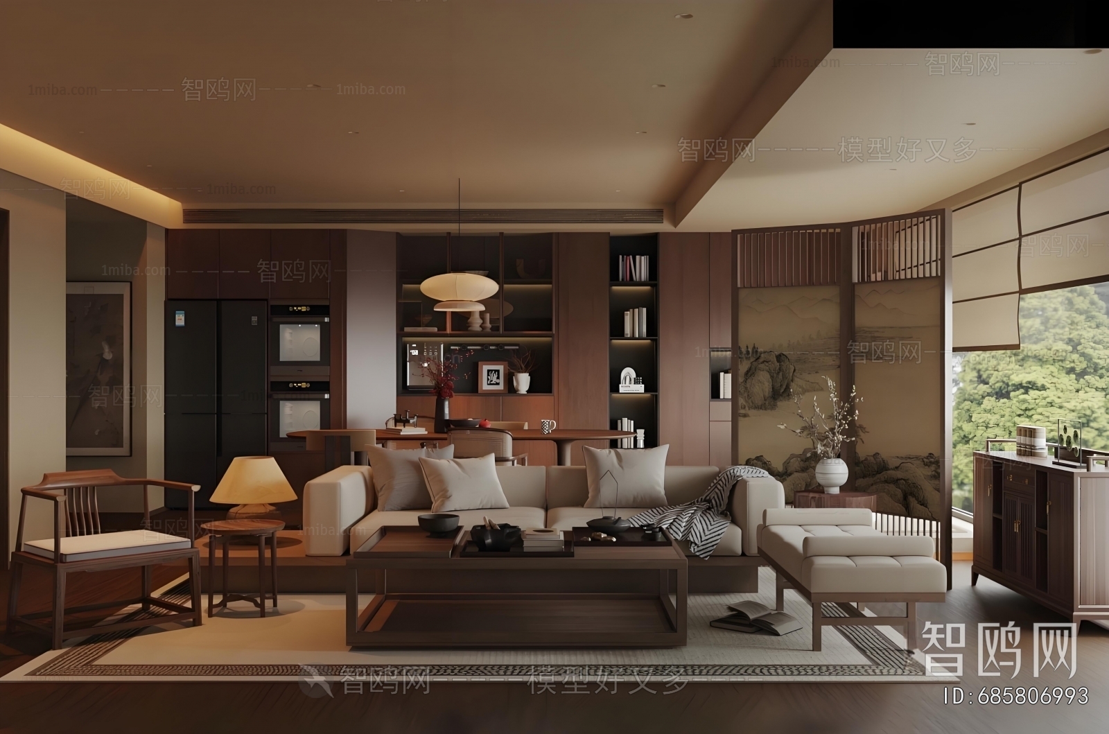 New Chinese Style A Living Room