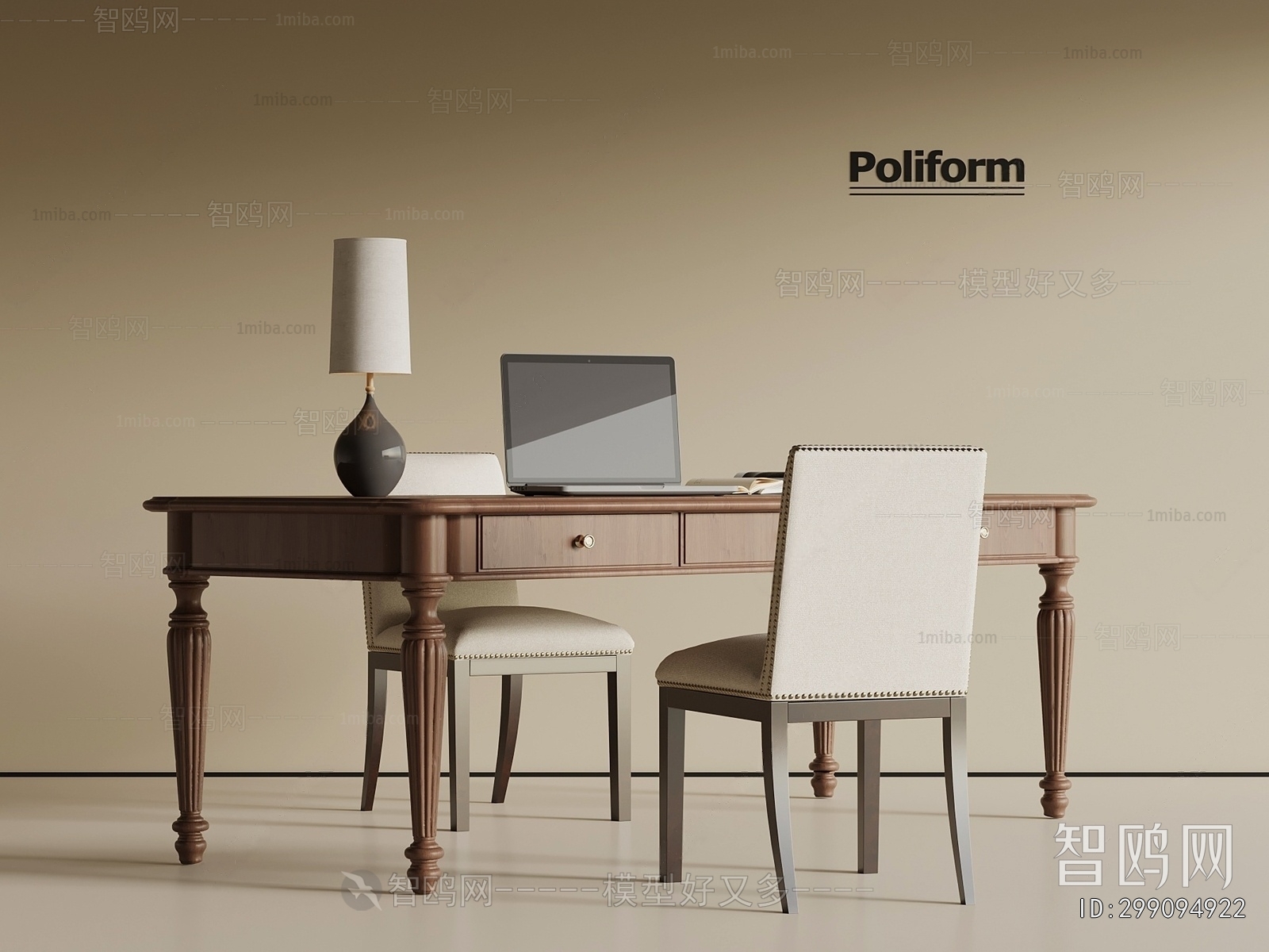 French Style Computer Desk And Chair