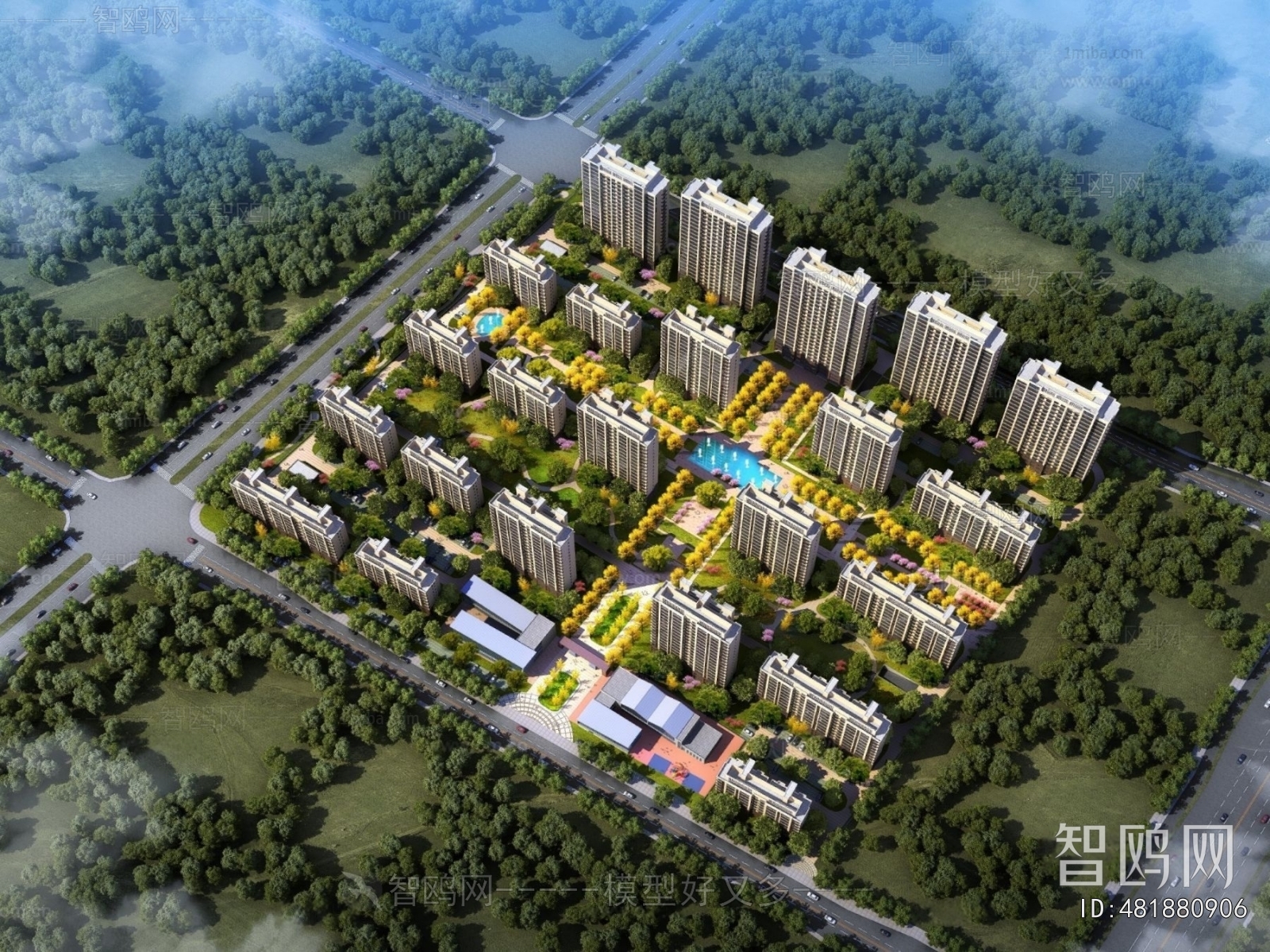 Modern Architectural Bird's-eye View Planning