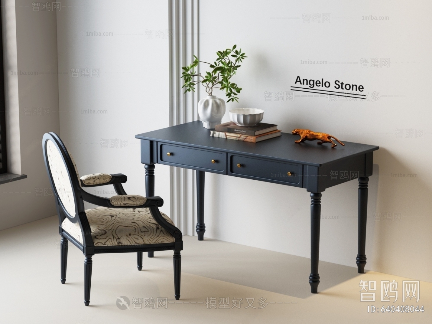 French Style Computer Desk And Chair