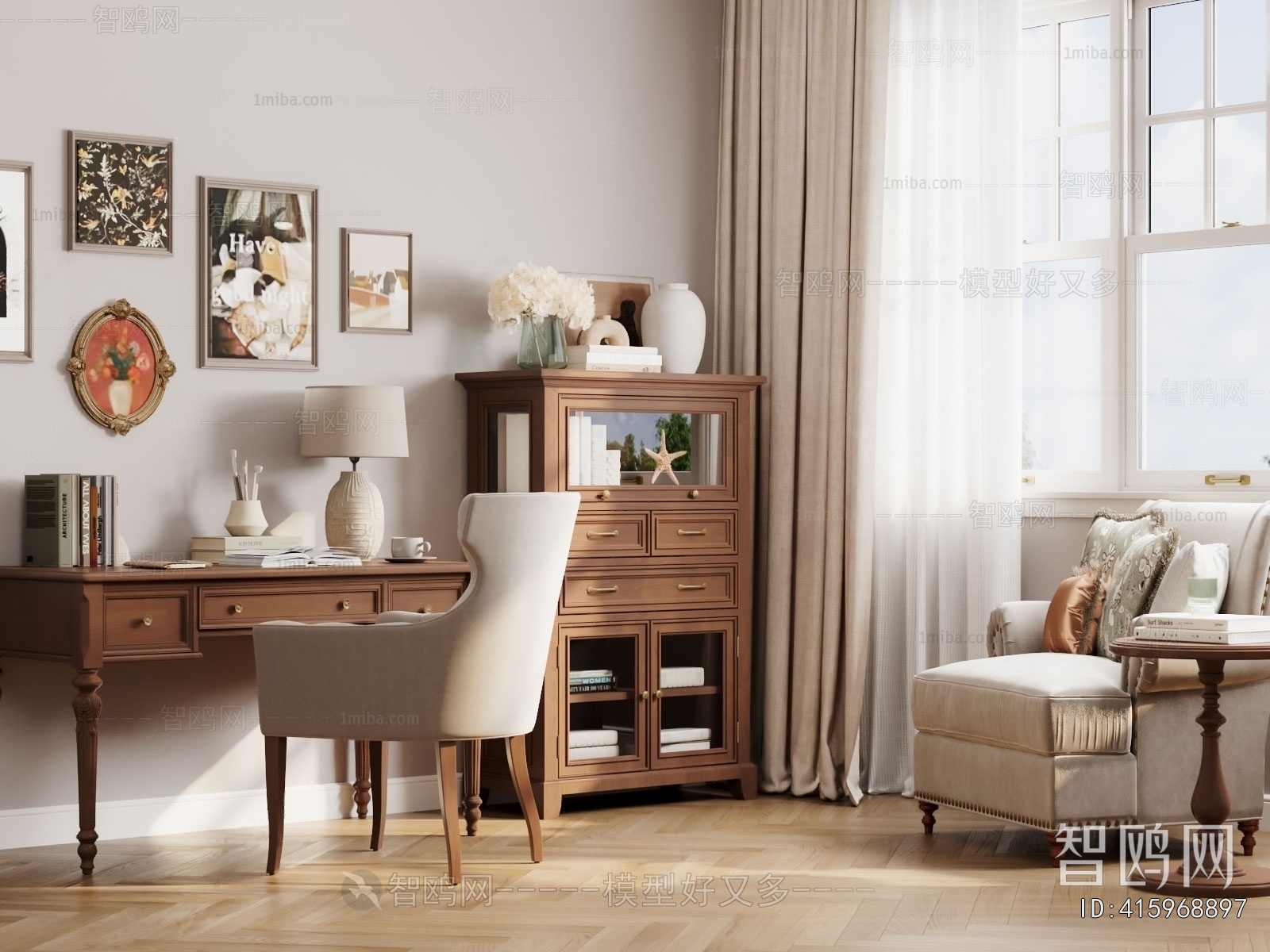 American Style Computer Desk And Chair