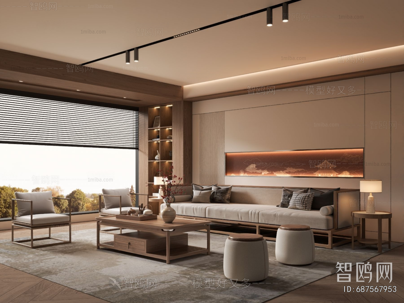 New Chinese Style A Living Room