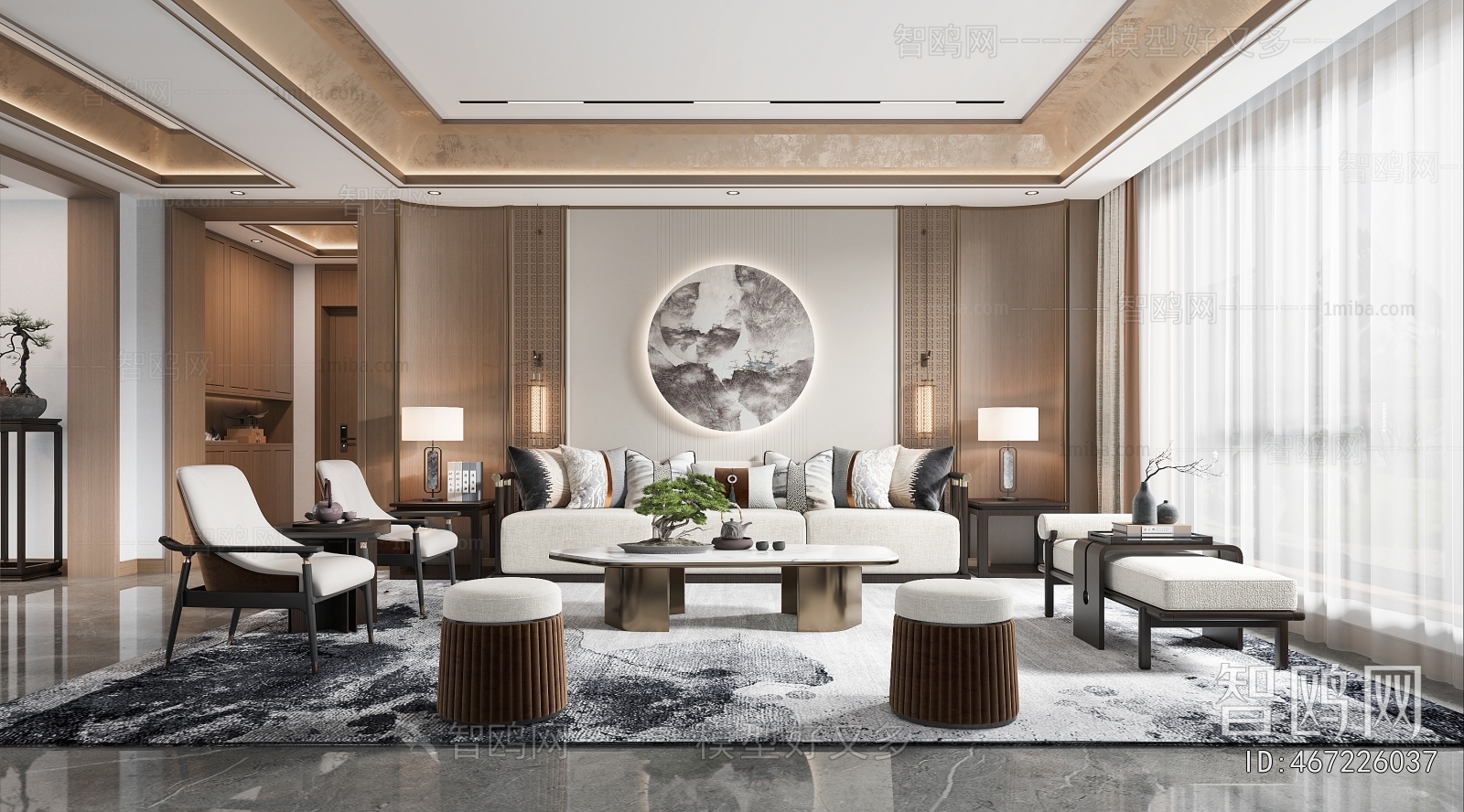 New Chinese Style A Living Room