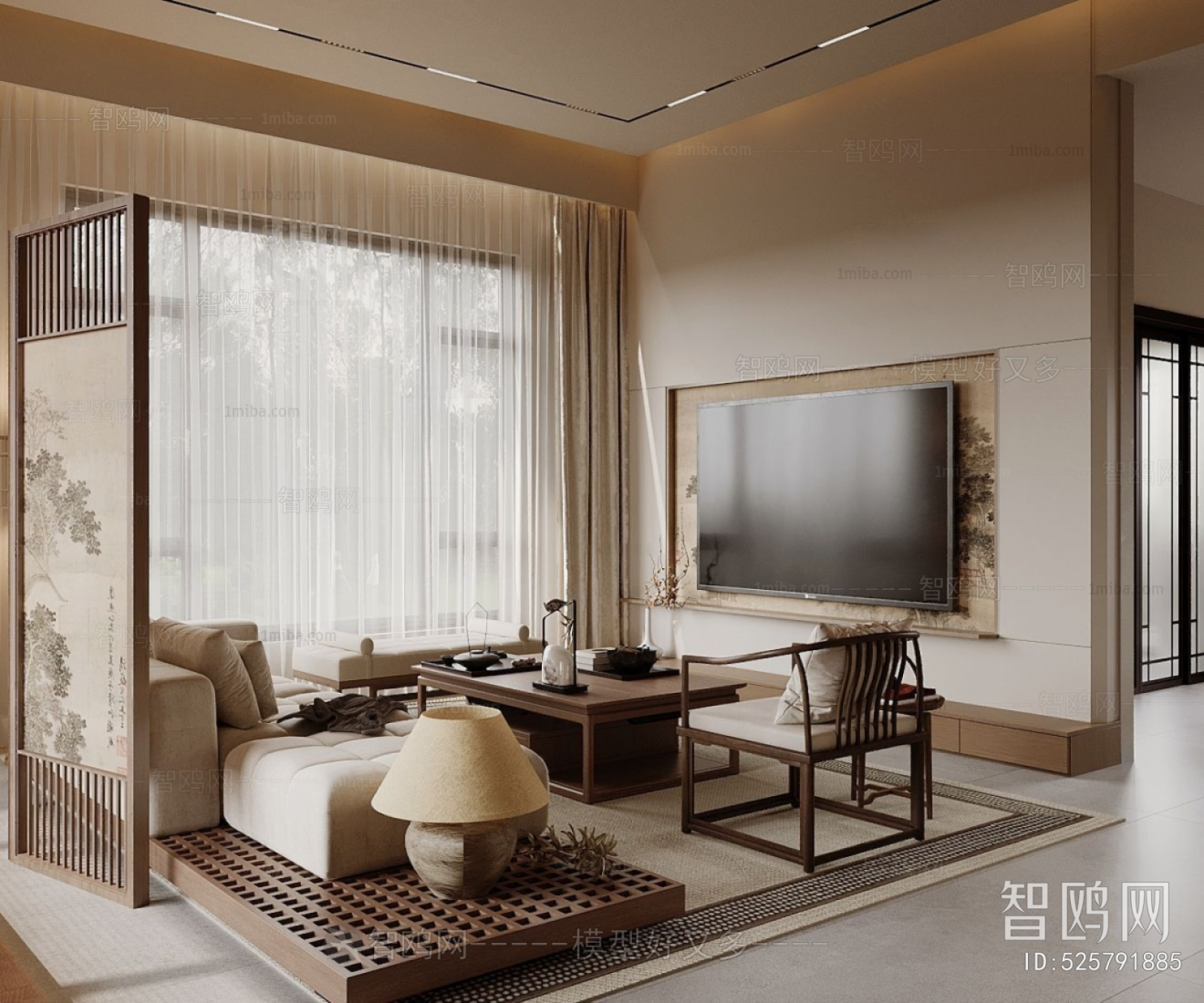 New Chinese Style A Living Room