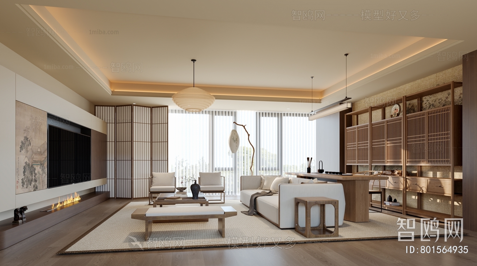 New Chinese Style A Living Room