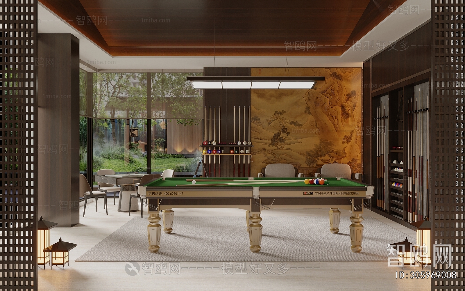 New Chinese Style Billiards Room