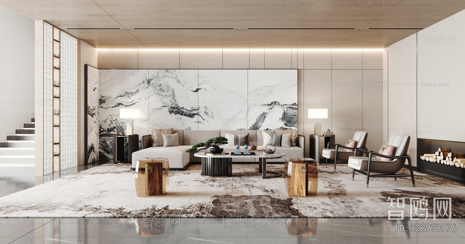 New Chinese Style A Living Room