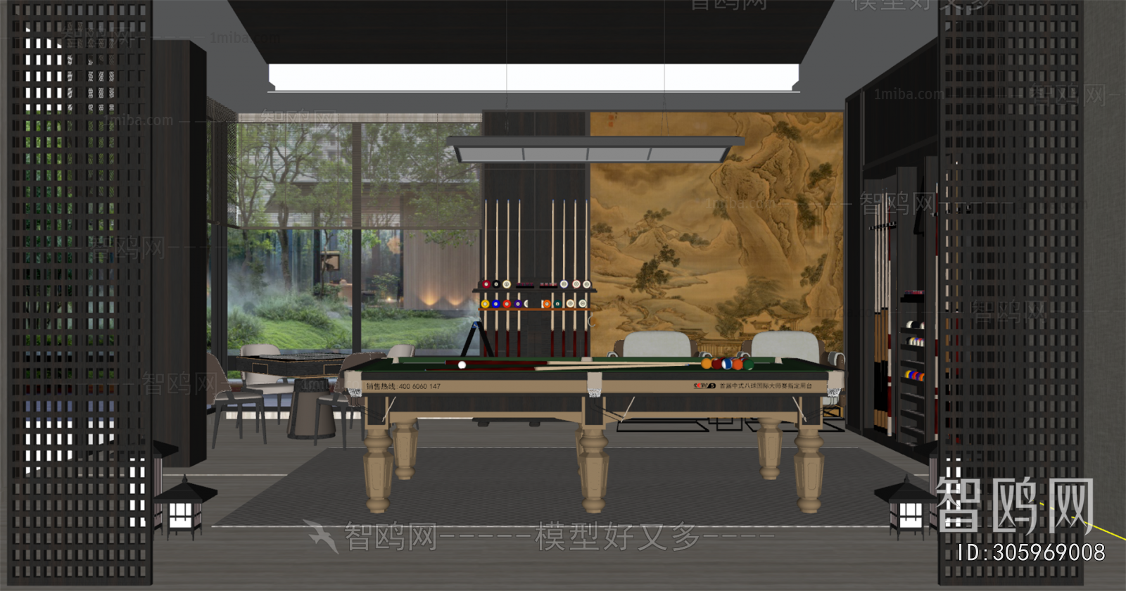 New Chinese Style Billiards Room