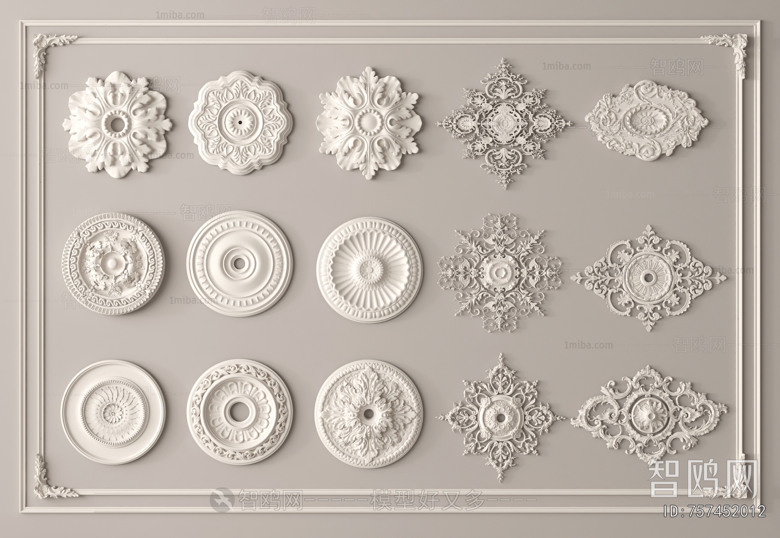 French Style Plaster Carved Top Plate