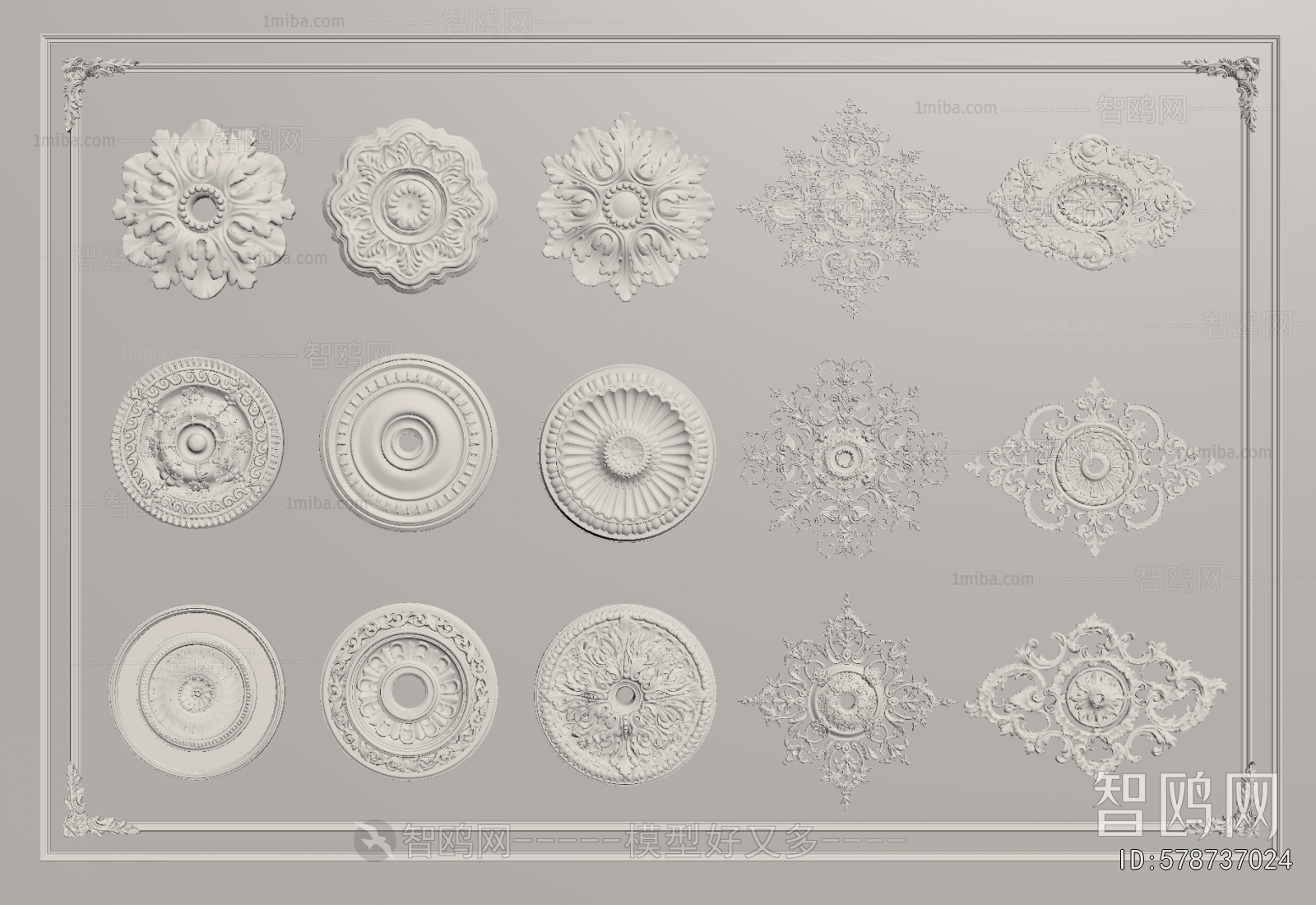 European Style Plaster Carved Top Plate