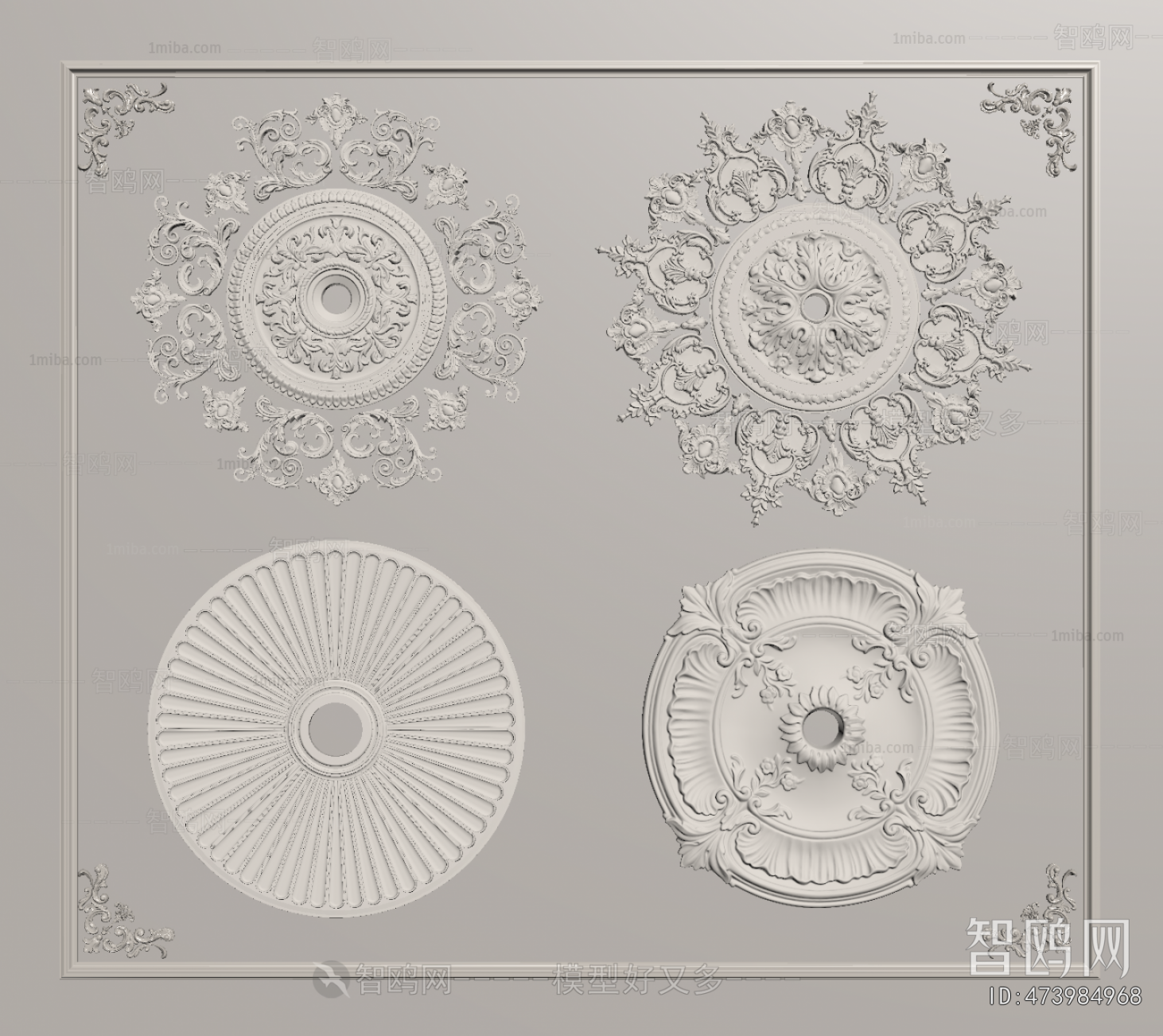 French Style Plaster Carved Top Plate