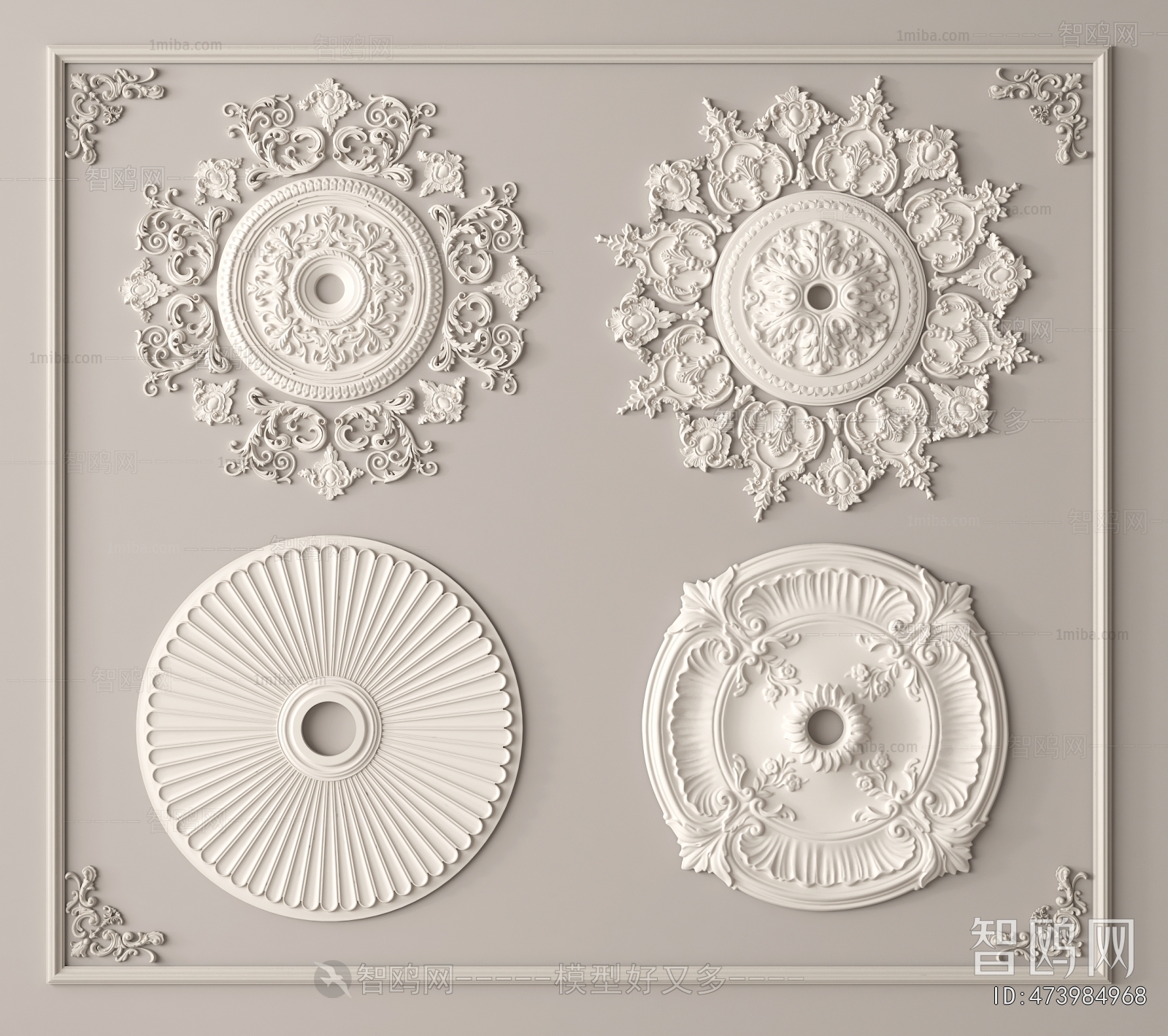 French Style Plaster Carved Top Plate