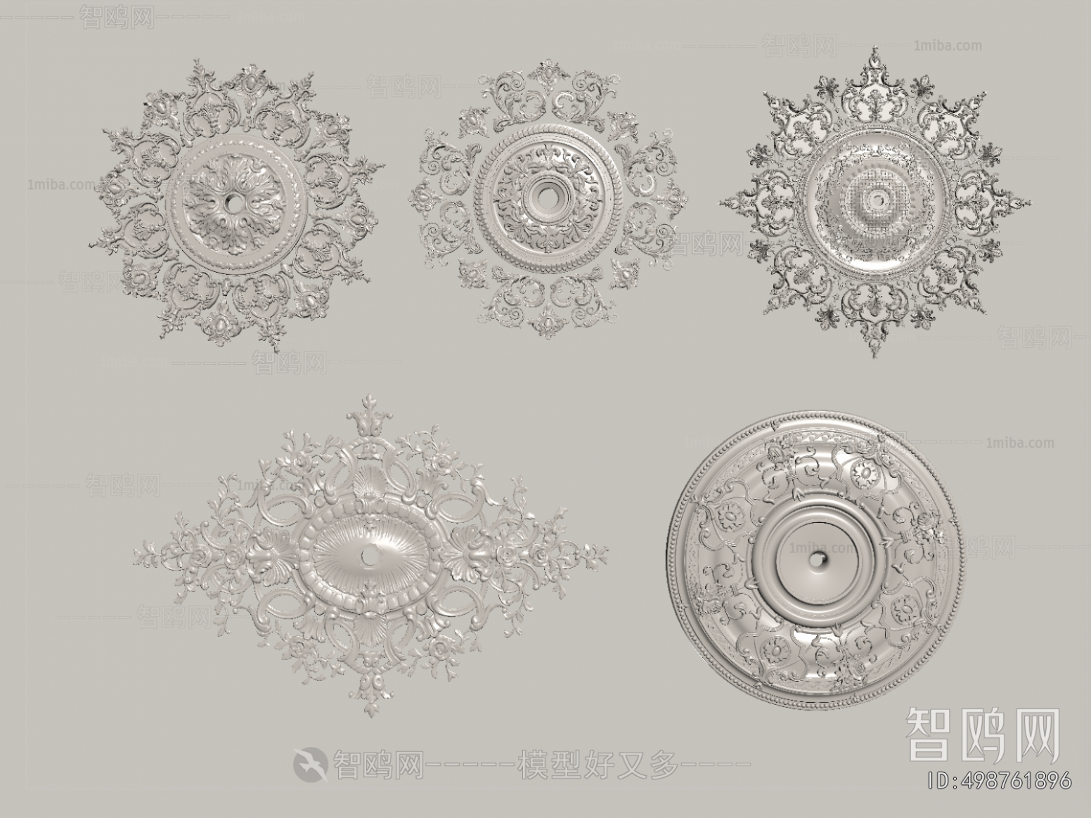 French Style Plaster Carved Top Plate