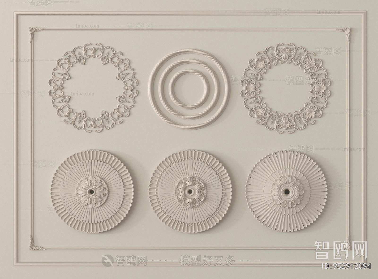 French Style Plaster Carved Top Plate