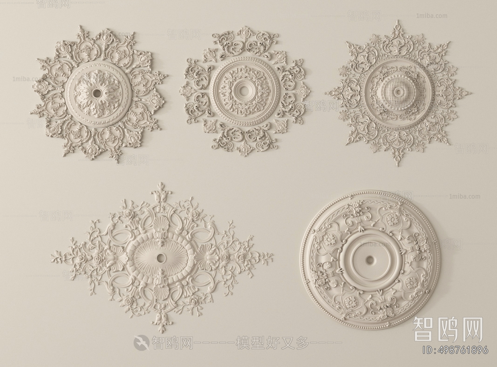 French Style Plaster Carved Top Plate