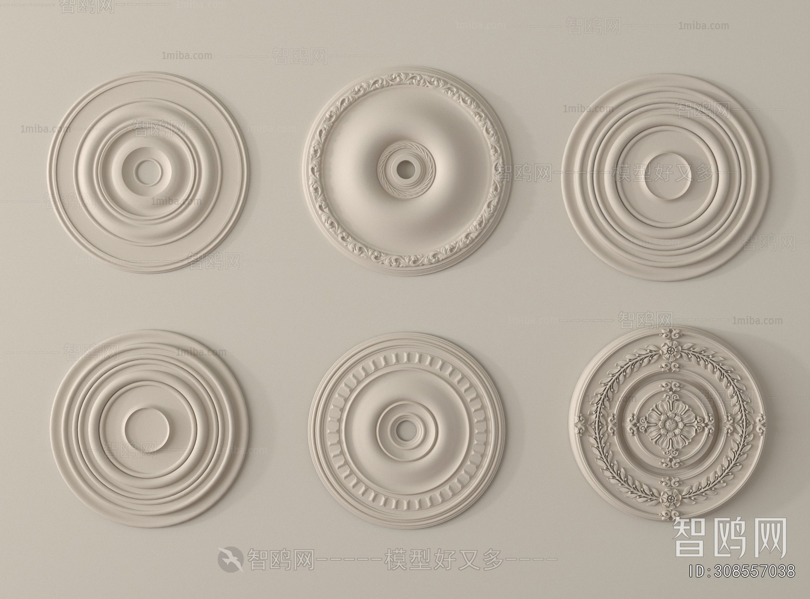 French Style Plaster Carved Top Plate