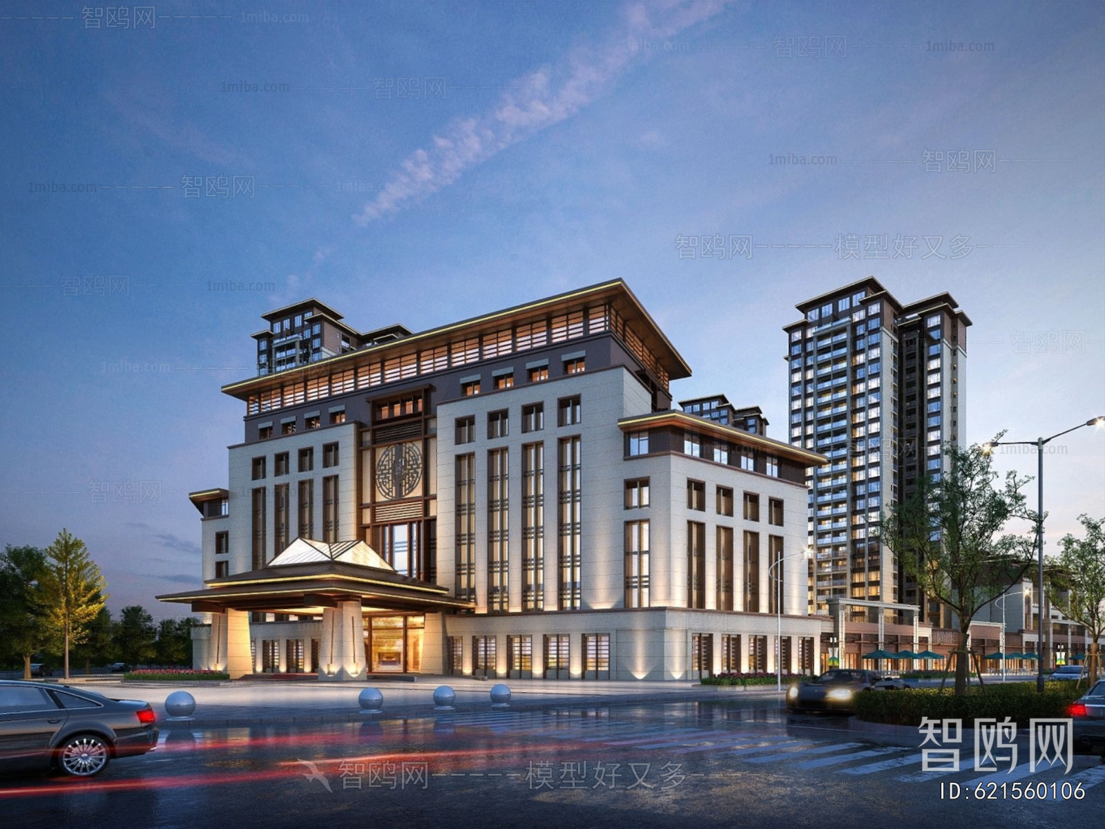 New Chinese Style Appearance Of Commercial Building