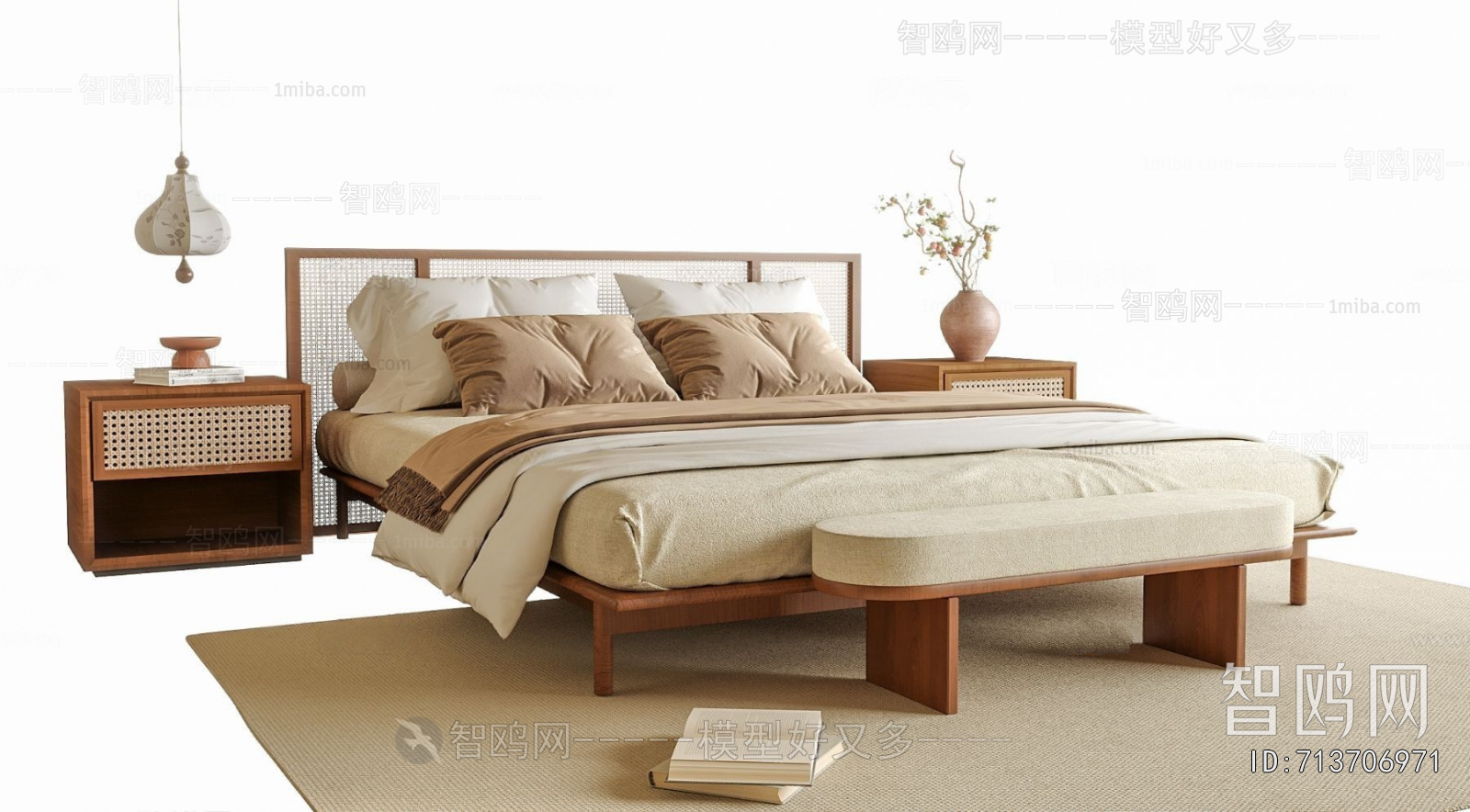 Wabi-sabi Style Double Bed