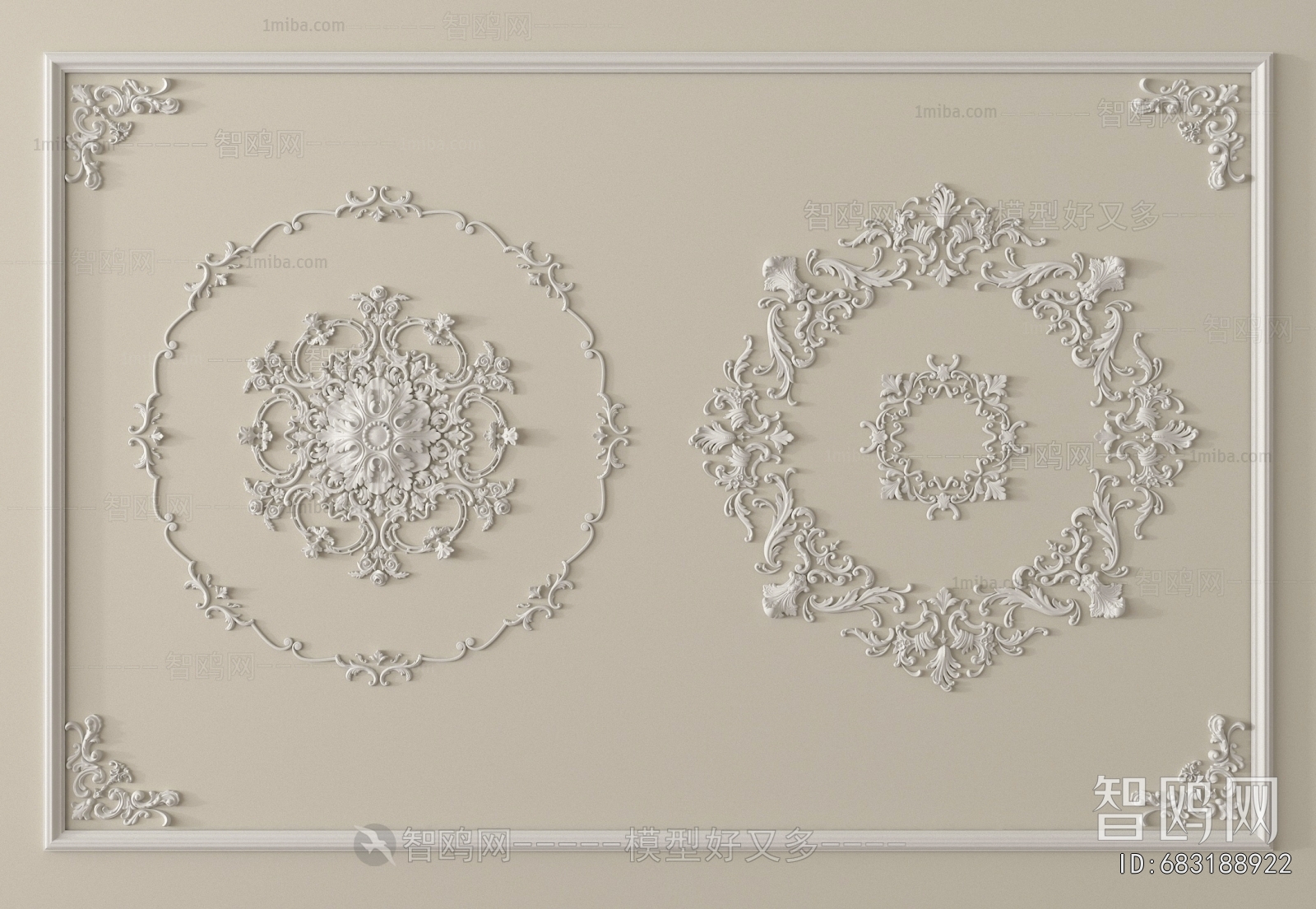 French Style Plaster Carved Top Plate