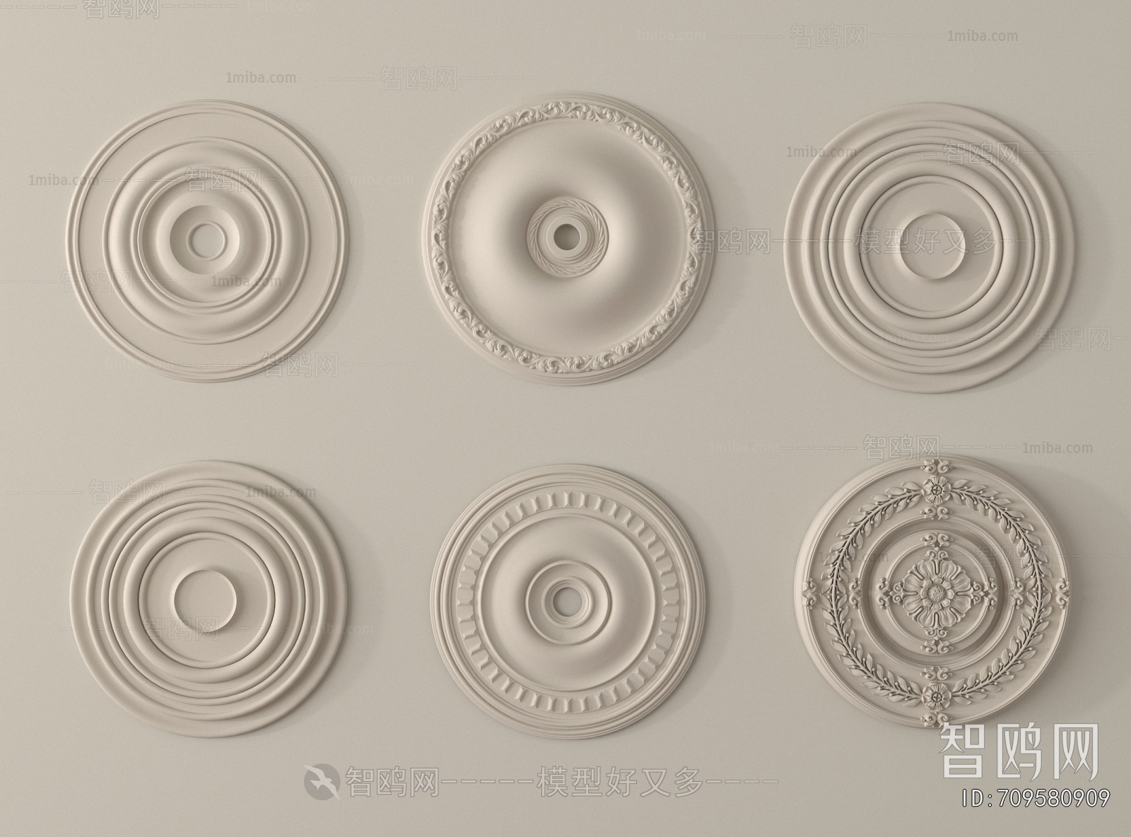 French Style Plaster Carved Top Plate