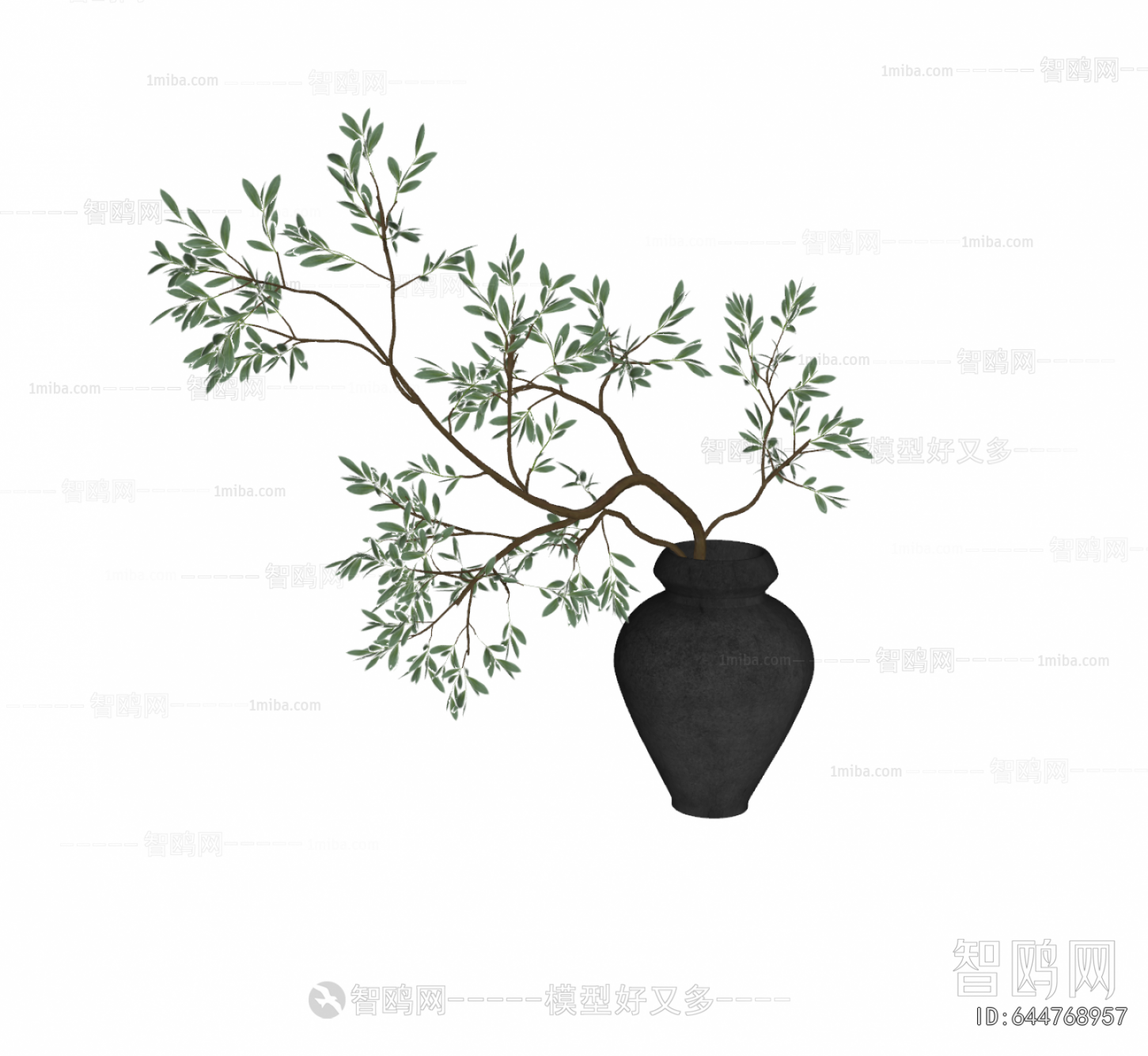 Wabi-sabi Style Potted Green Plant