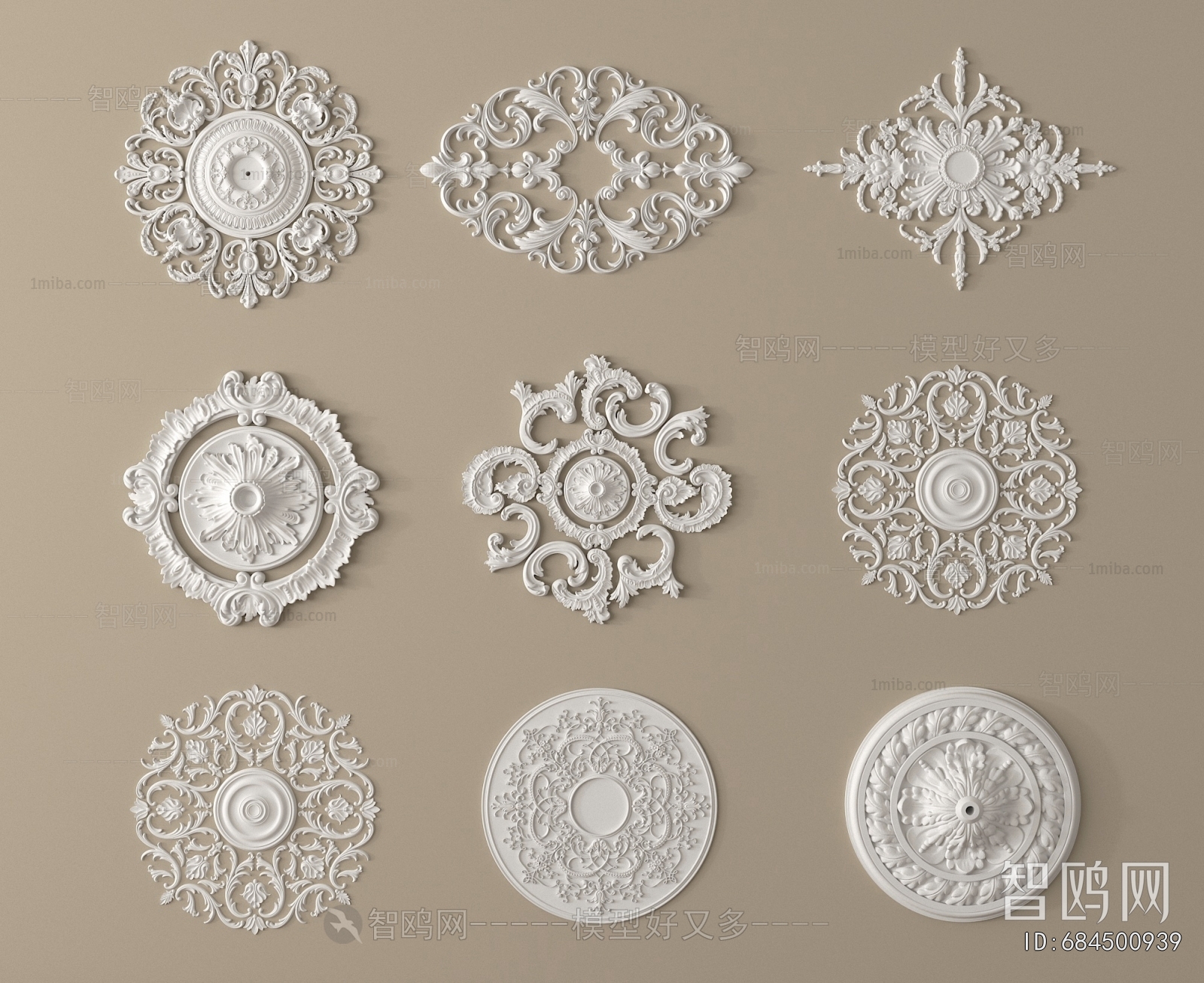 European Style Plaster Carved Top Plate