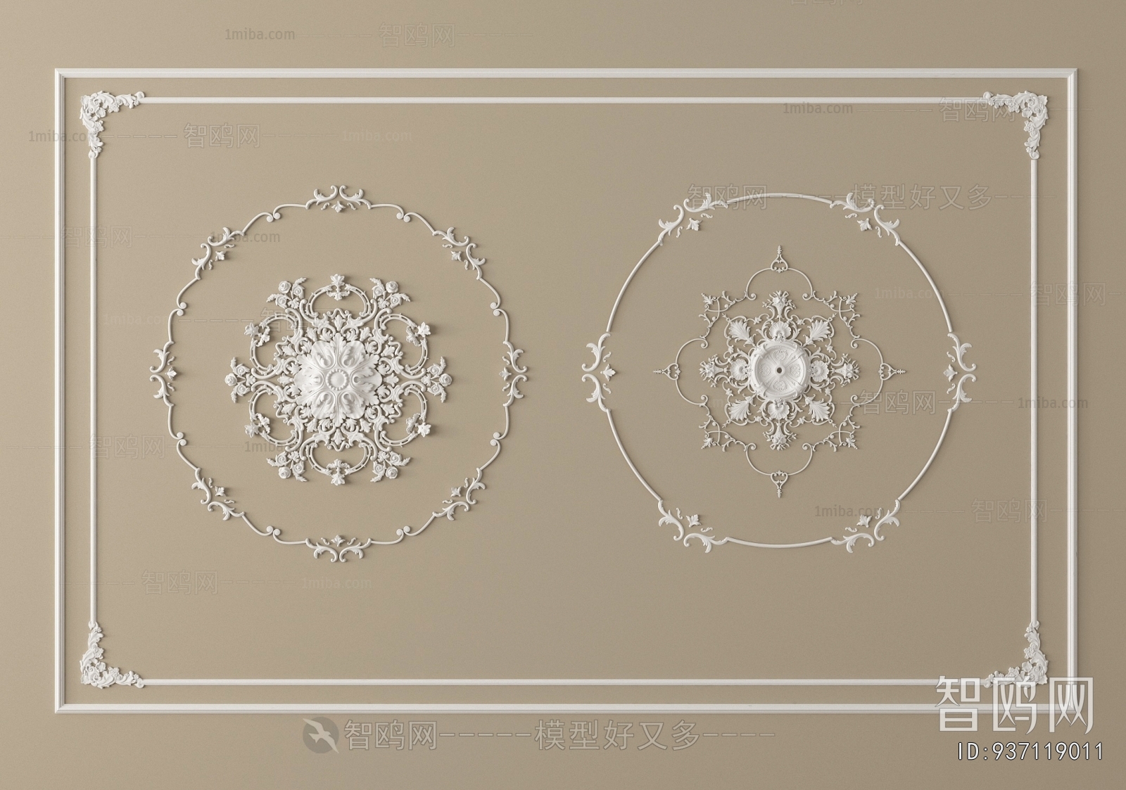 French Style Plaster Carved Top Plate