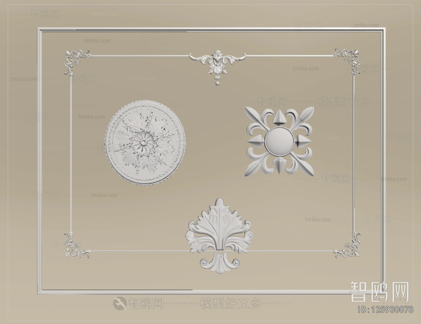 French Style Plaster Carved Top Plate