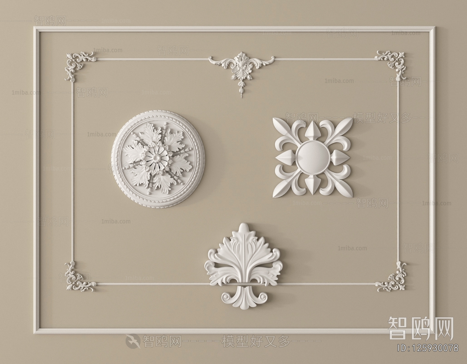 French Style Plaster Carved Top Plate