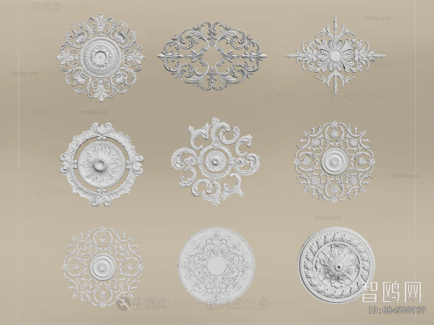 European Style Plaster Carved Top Plate