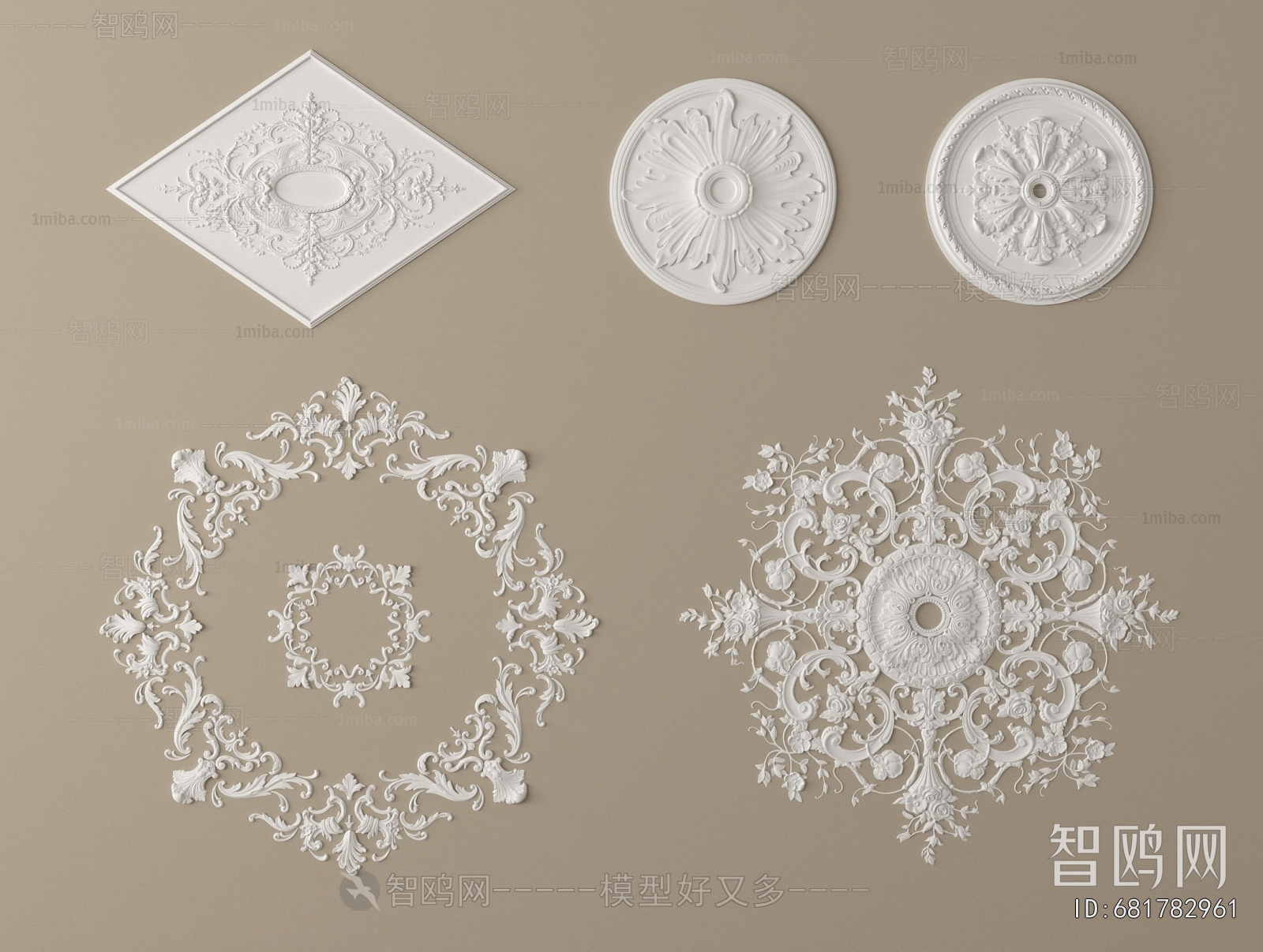 European Style Plaster Carved Top Plate