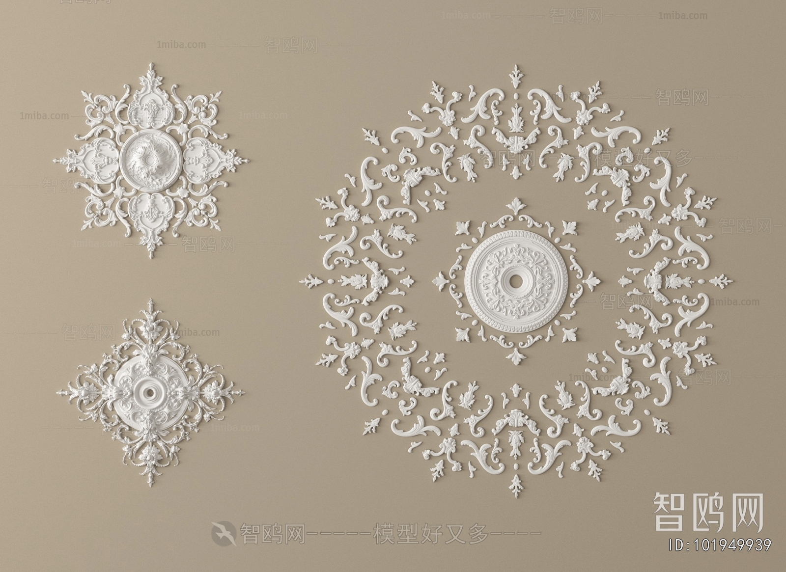 French Style Plaster Carved Top Plate