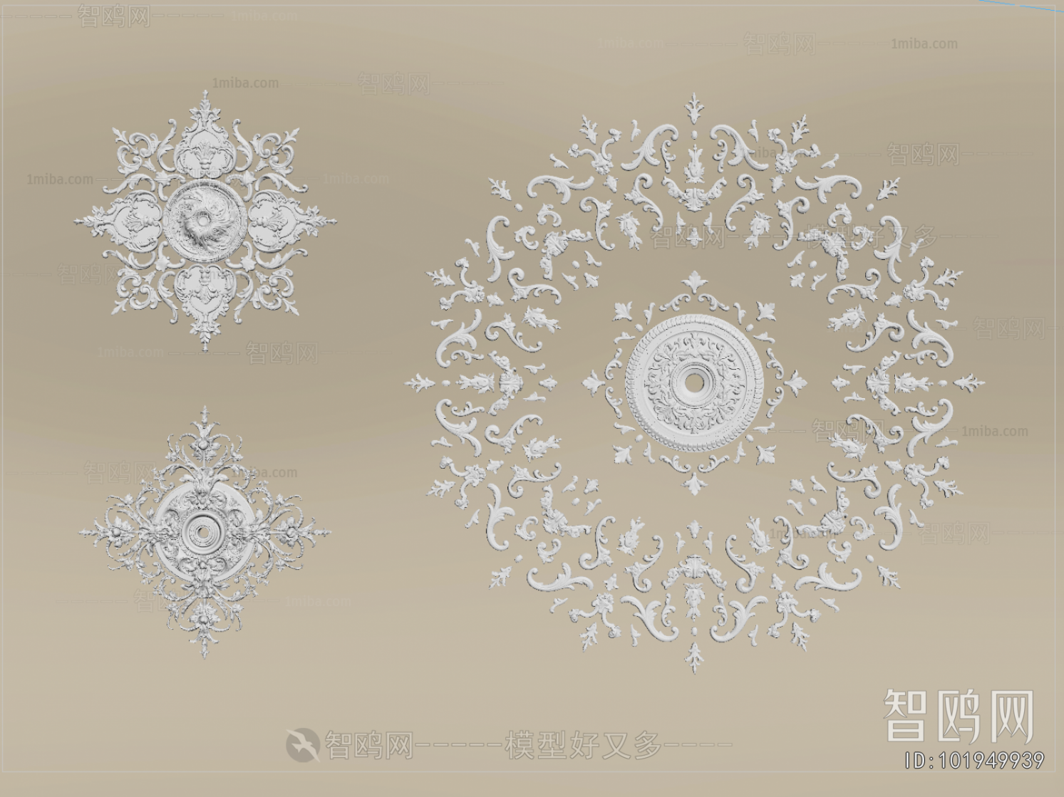 French Style Plaster Carved Top Plate