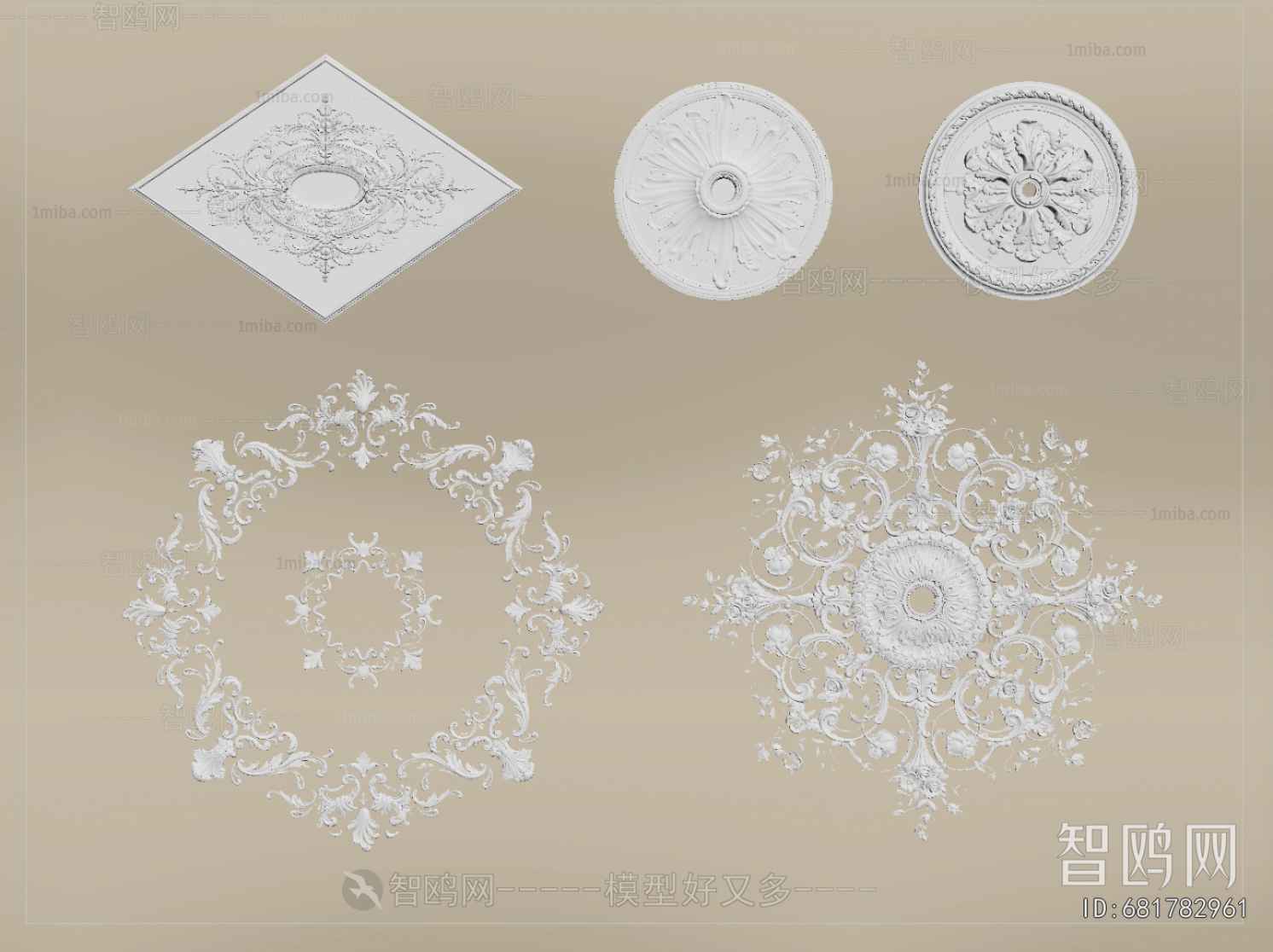 European Style Plaster Carved Top Plate