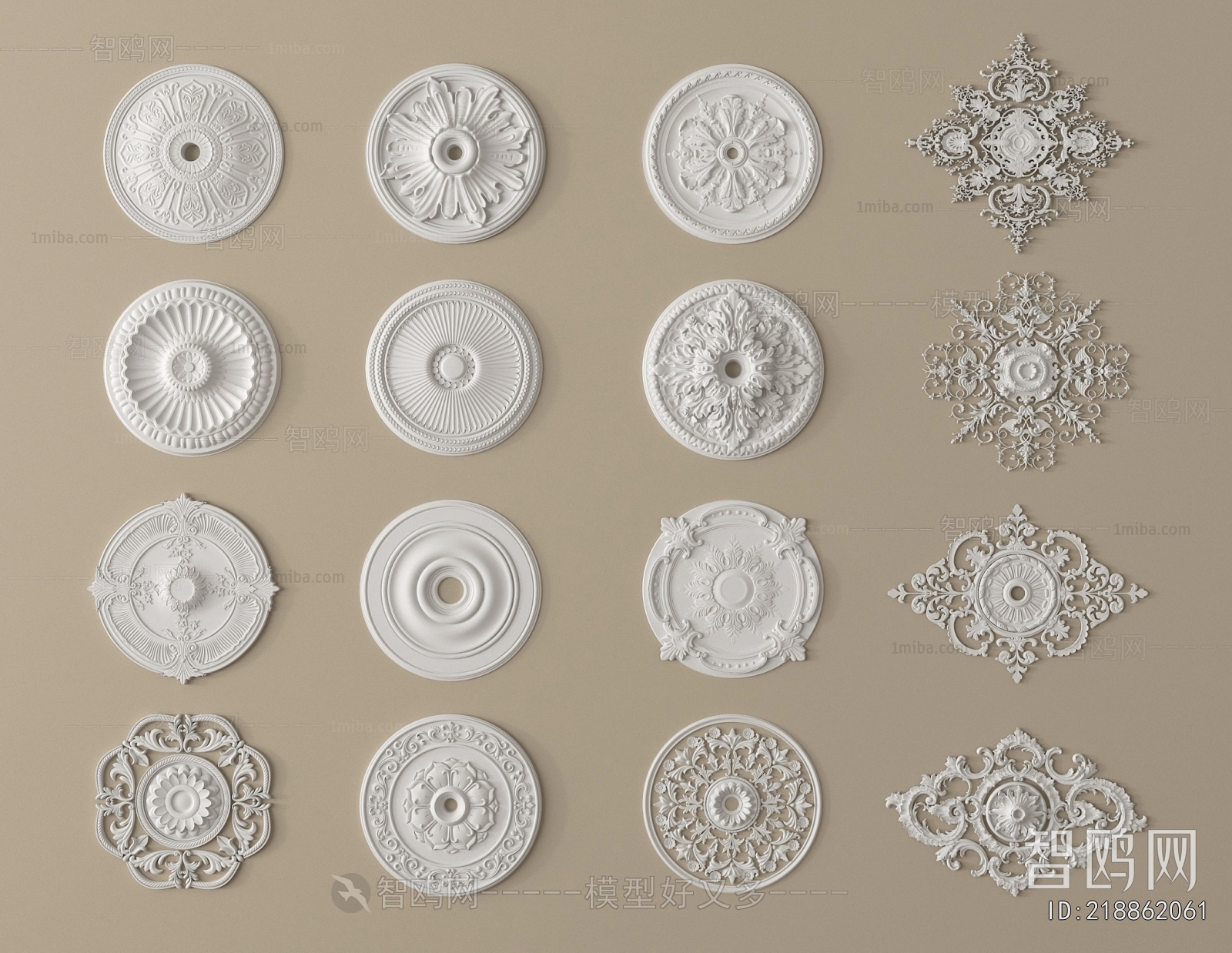 French Style Plaster Carved Top Plate