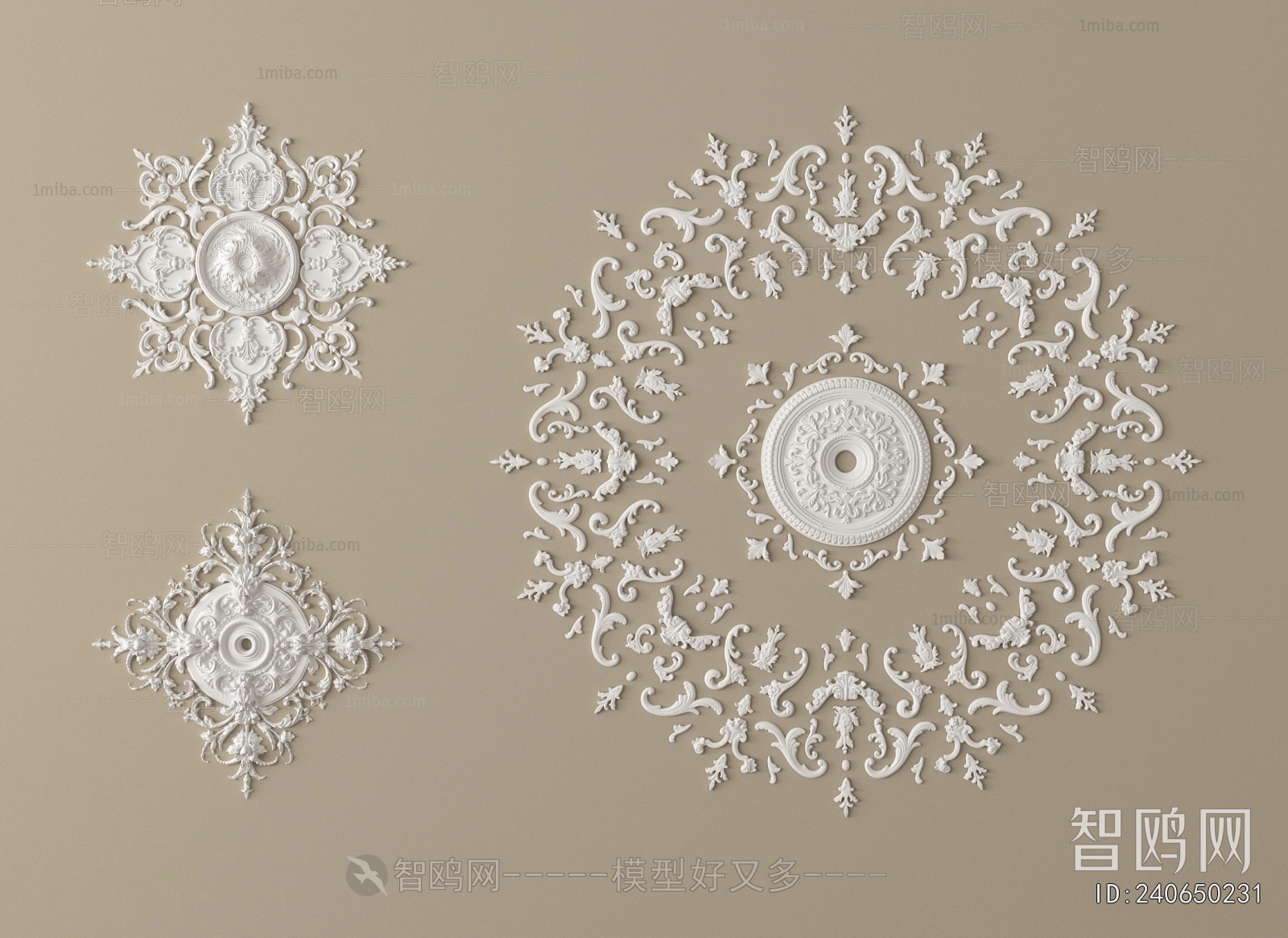French Style Plaster Carved Top Plate