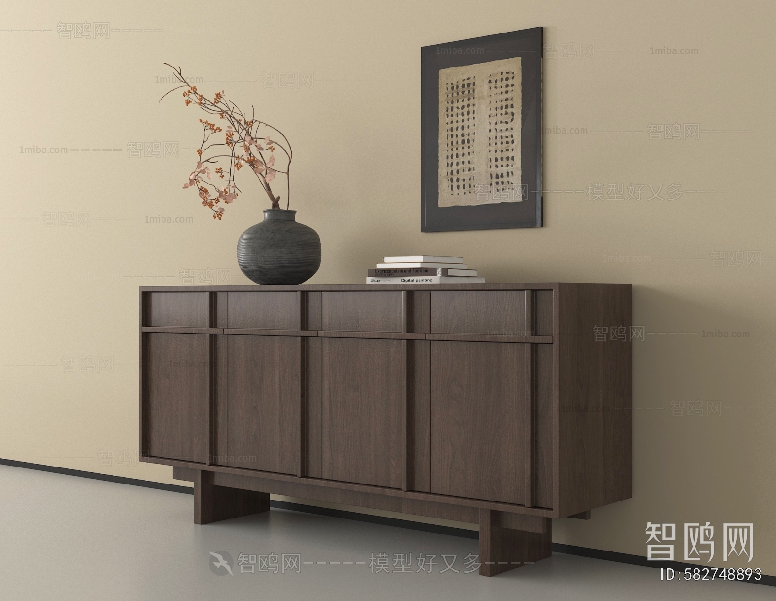 Wabi-sabi Style Side Cabinet