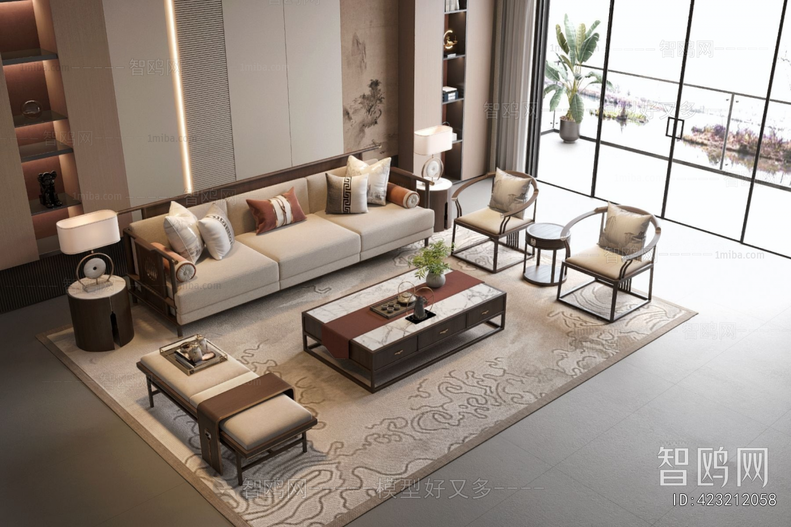 New Chinese Style Sofa Combination