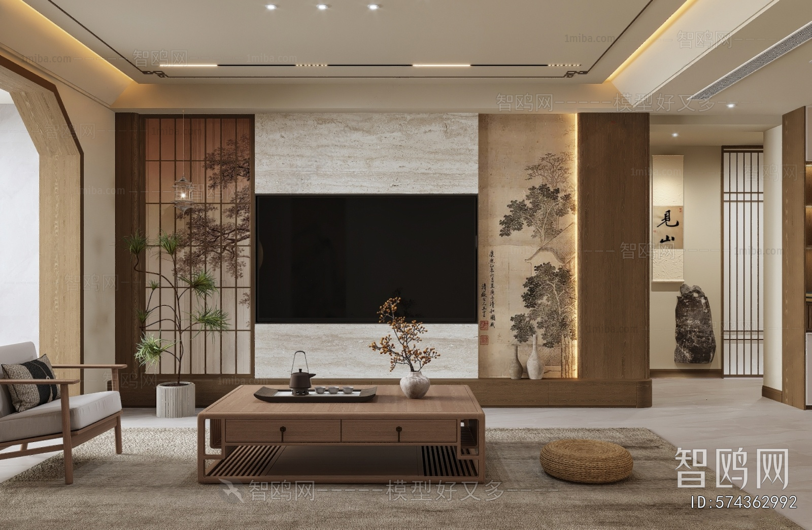 New Chinese Style A Living Room