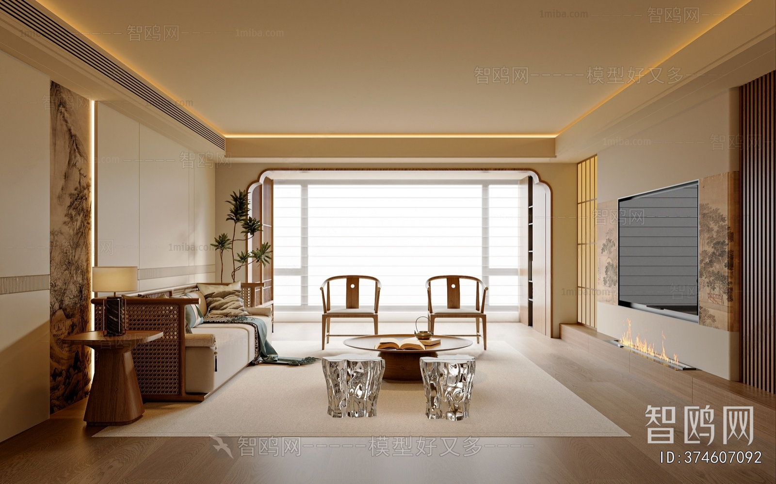 New Chinese Style A Living Room