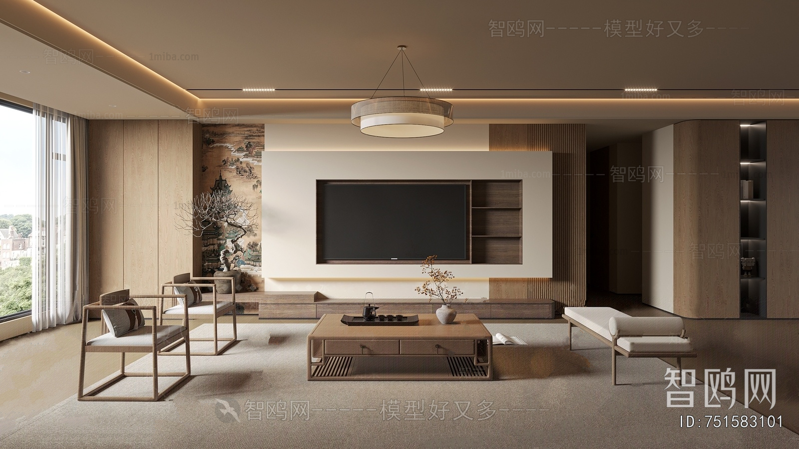 New Chinese Style A Living Room