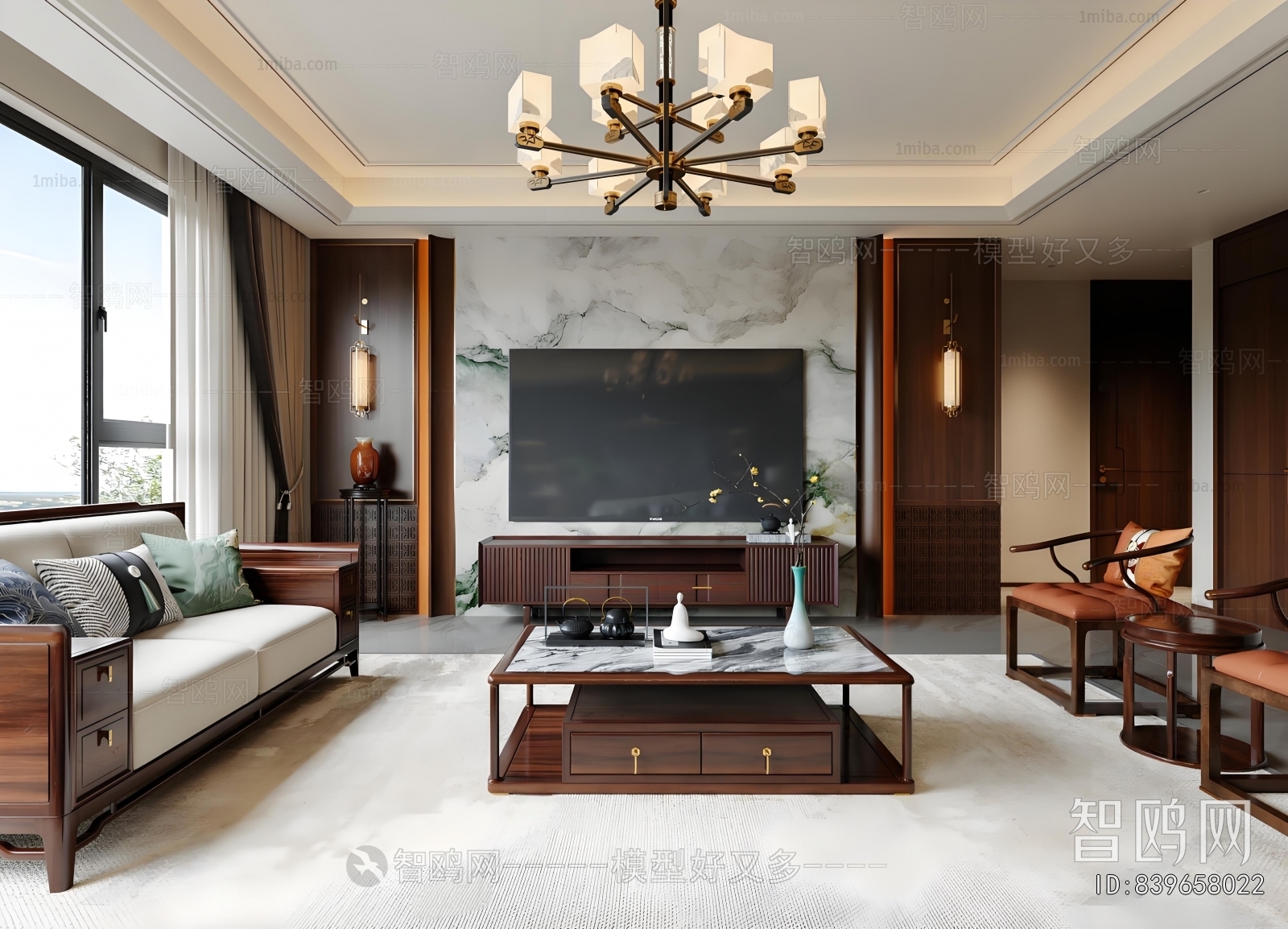New Chinese Style A Living Room