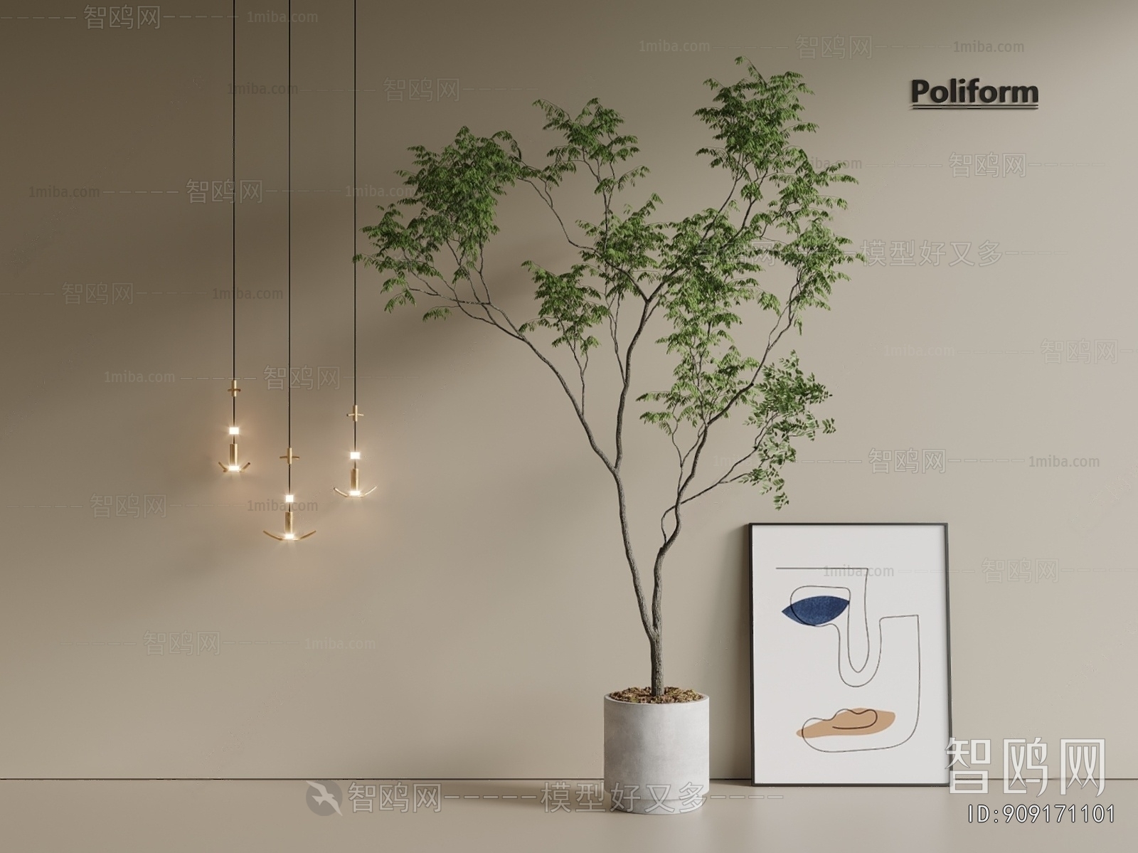 Modern Ground Green Plant Potted Plants