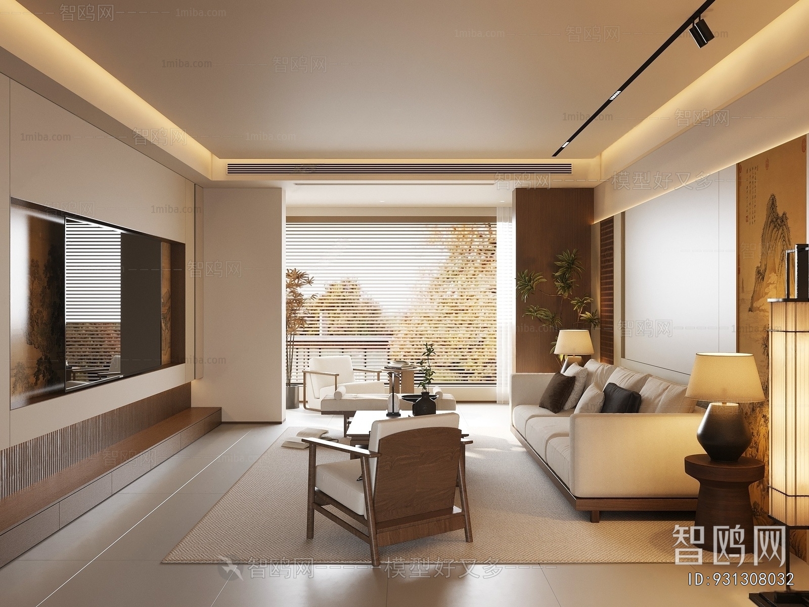 New Chinese Style A Living Room