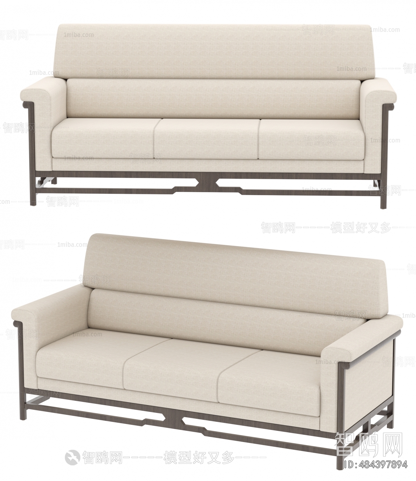 New Chinese Style Three-seat Sofa