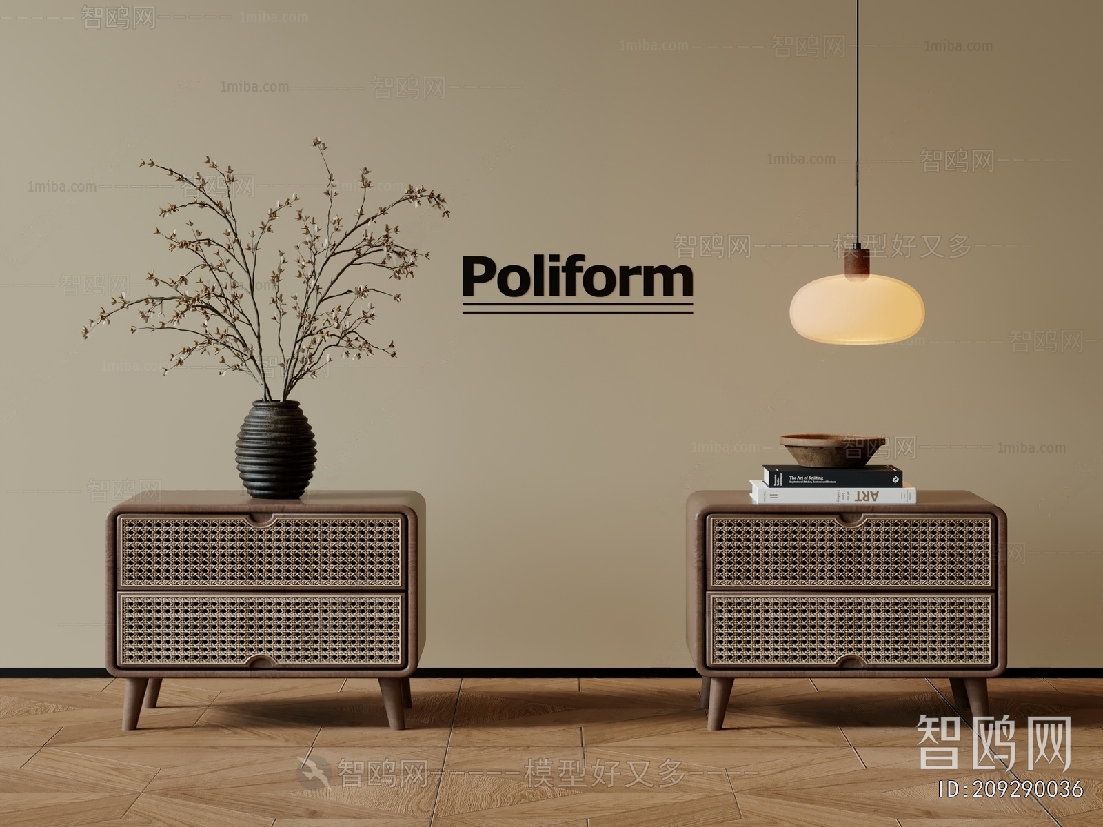 Wabi-sabi Style Bedside Cupboard