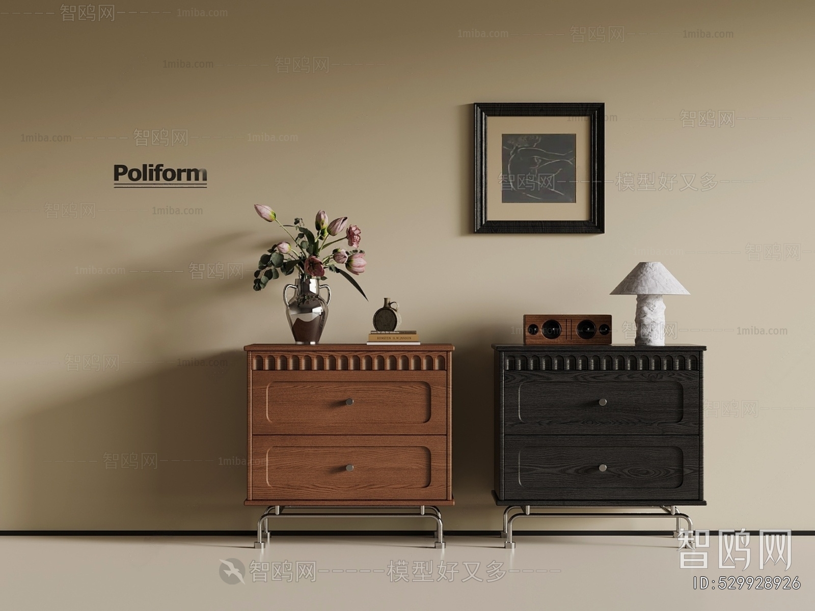 French Style Bedside Cupboard