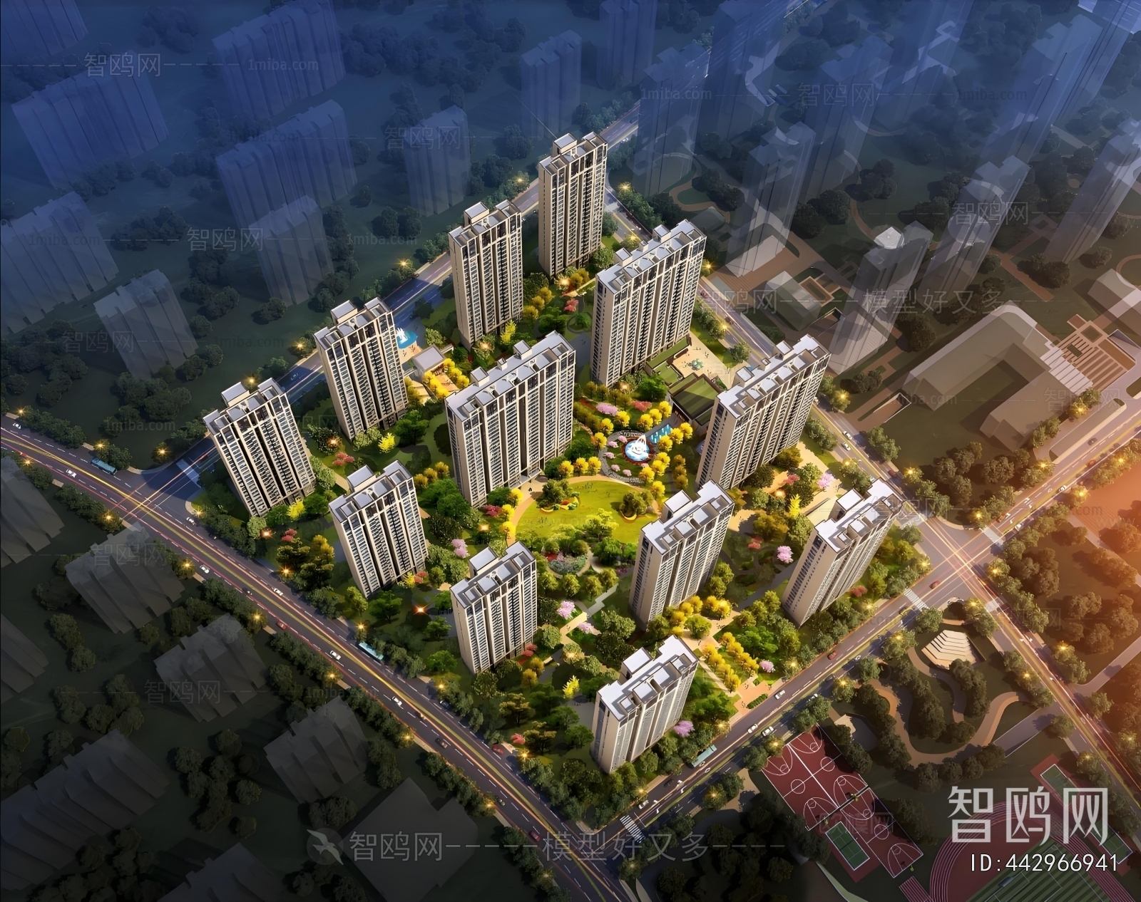 New Chinese Style Architectural Bird's-eye View Planning