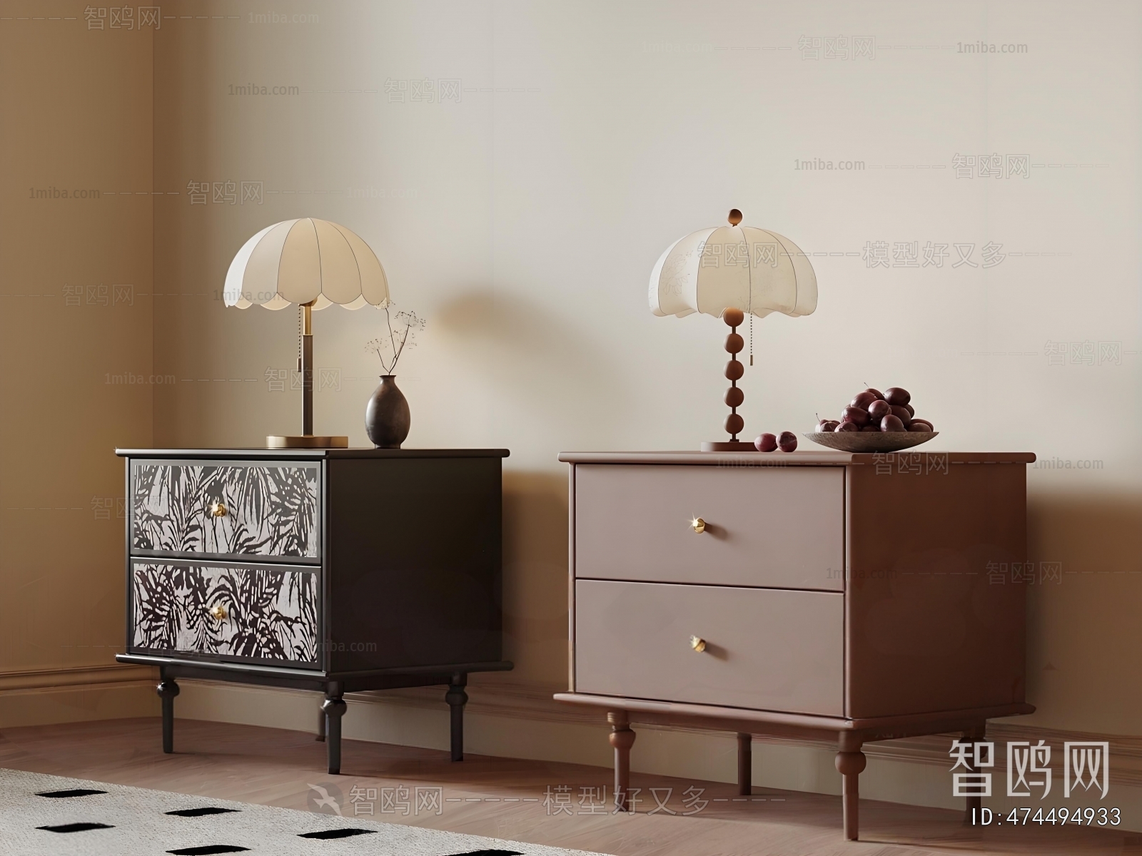 French Style Bedside Cupboard